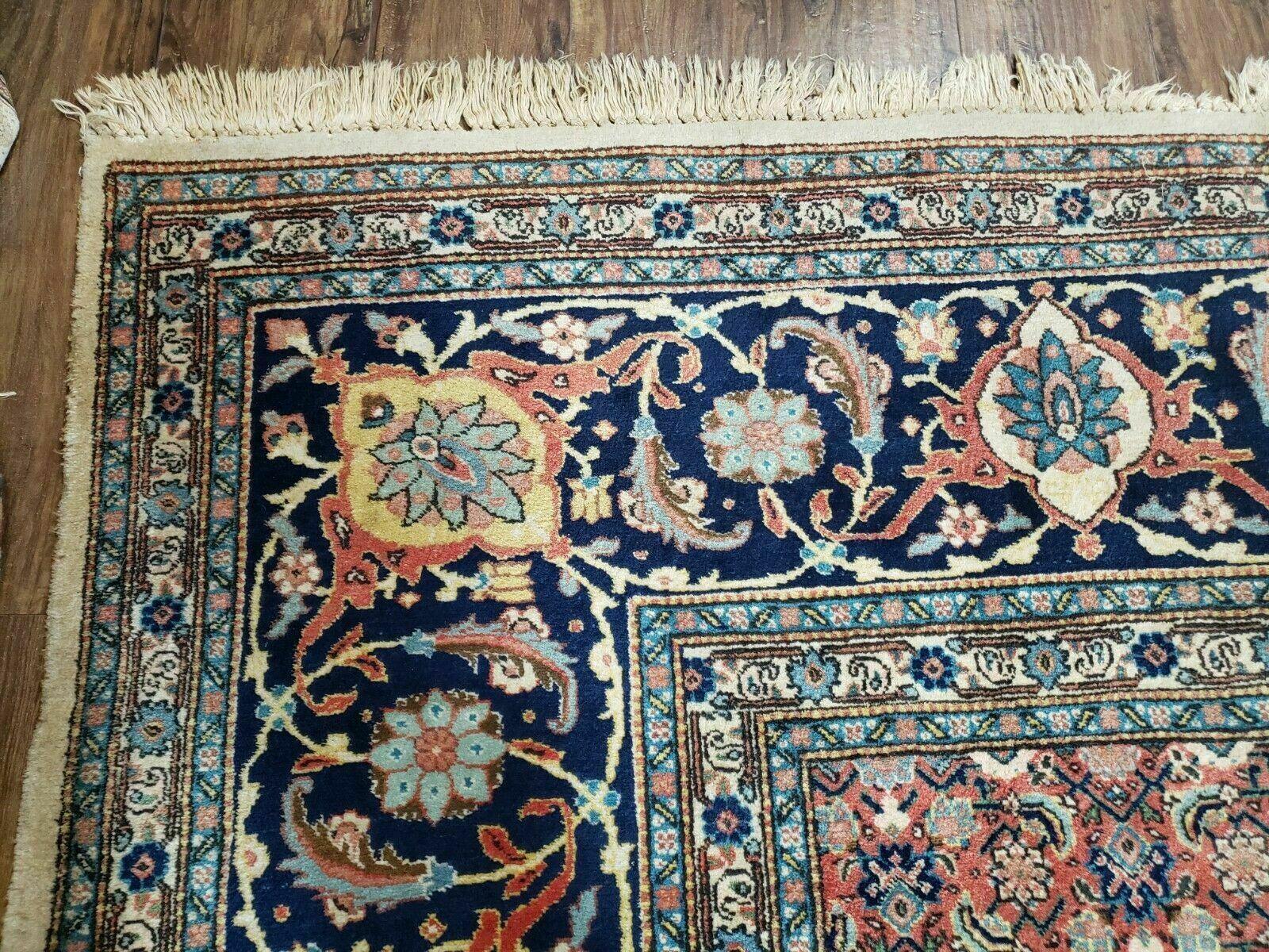 Persian Tabriz Rug 12x17, Allover Herati Pattern, High Quality Wool Rug, 12 x 17 Oriental Carpet, Hand Knotted, Blue Salmon Red Beige, Vintage Rug - Jewel Rugs