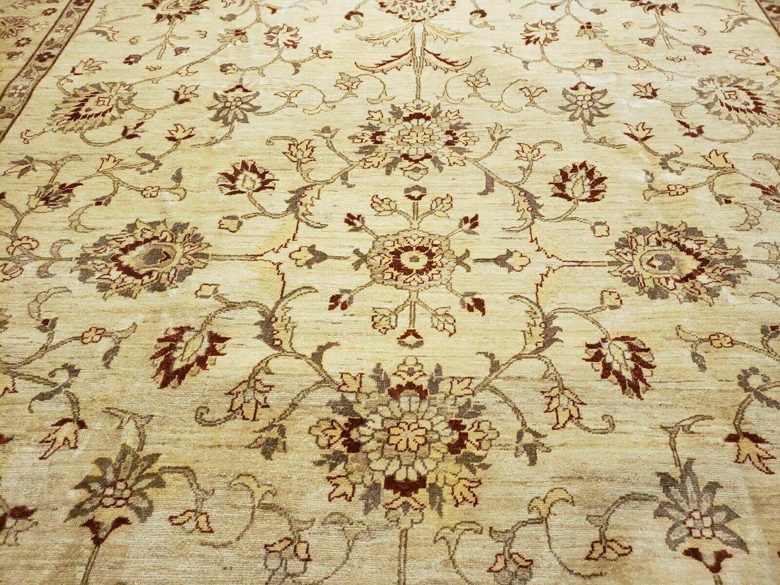 Oushak Rug 10x14 Neutral Colors Handmade Peshawar Wool Carpet Oatmeal Beige - Jewel Rugs