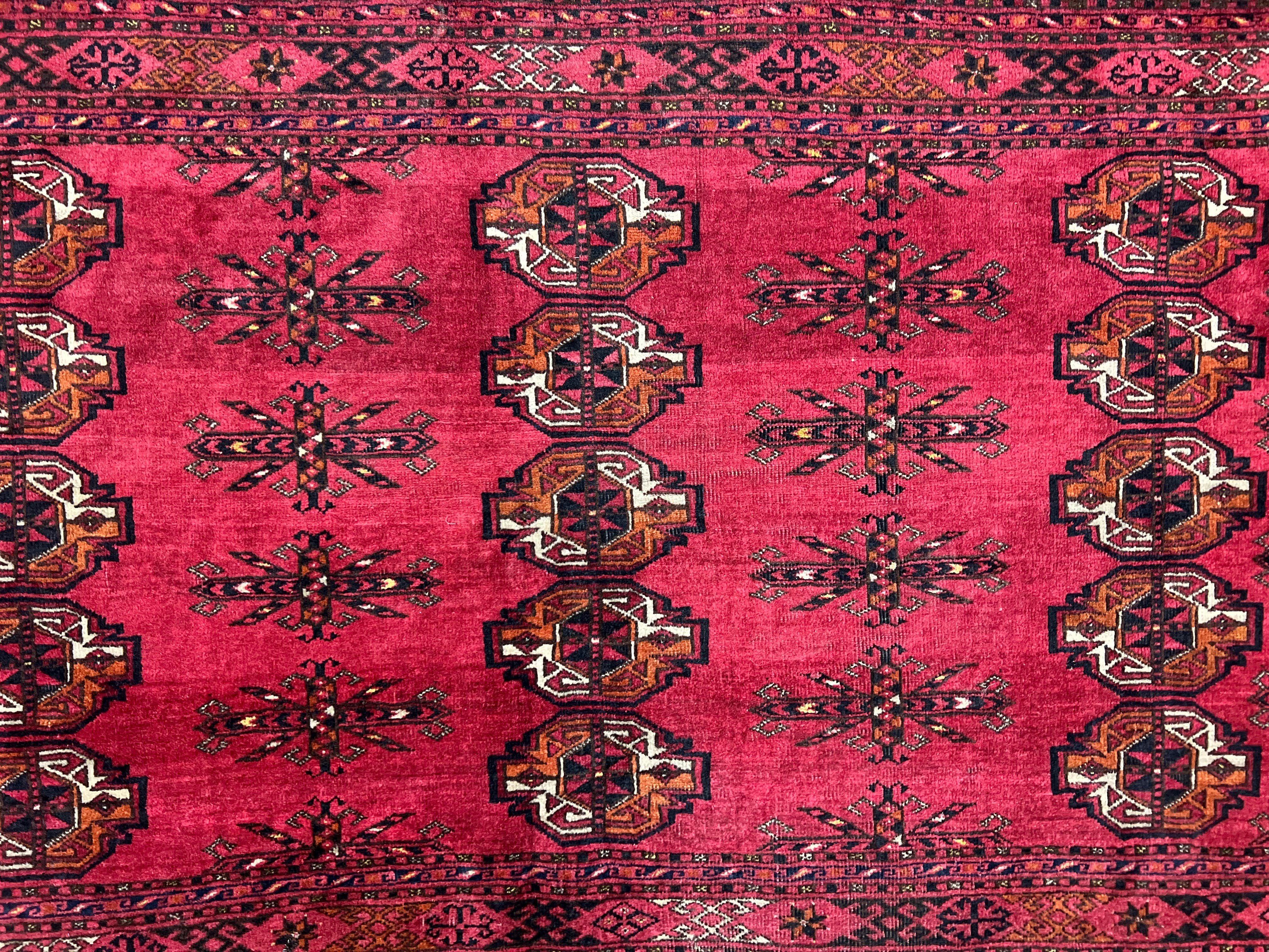Antique Persian Turkoman Salor Rug 3x5, Tribal Wool Carpet, Collectible, Red Black, 1920s Oriental Rug, Hand-Knotted Handmade Fine 3 x 5 ft - Jewel Rugs
