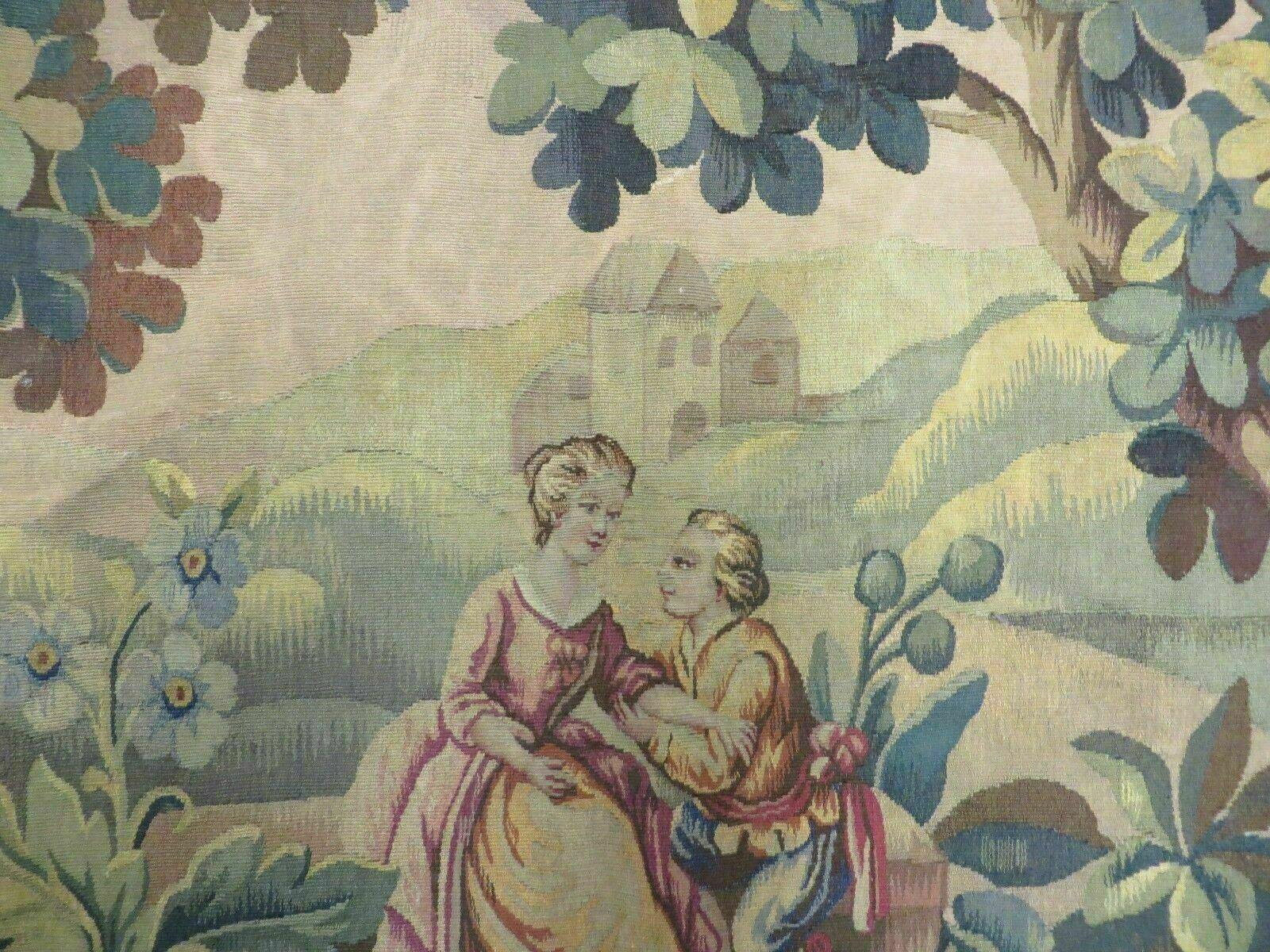 Antique French Tapestry 5x6 French Handmade Aubusson Nature One Of A Kind Rare - Jewel Rugs