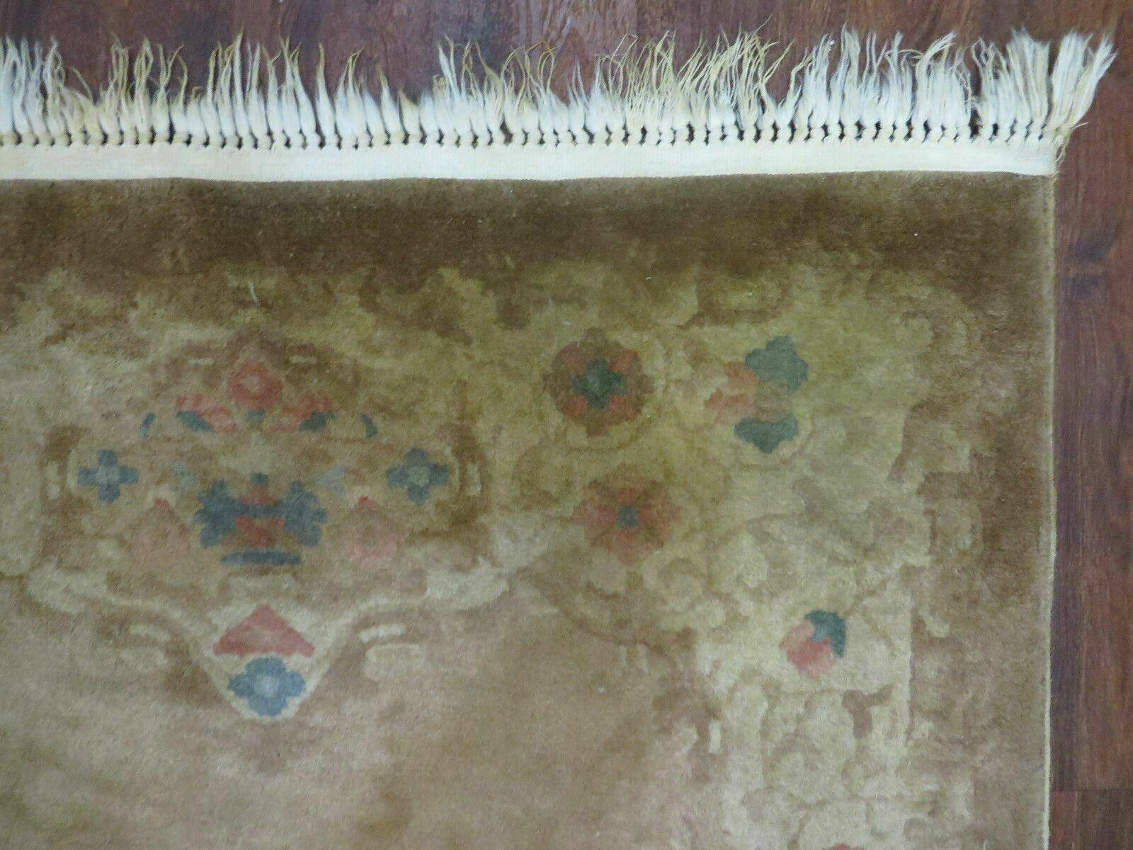 Small Chinese Art Deco Rug 3x5, 3 x 5 Brown Chinese Rug, Vintage Chinese Rug ,5x3 Chinese Wool Rug, Small Handmade Brown Rug - Jewel Rugs