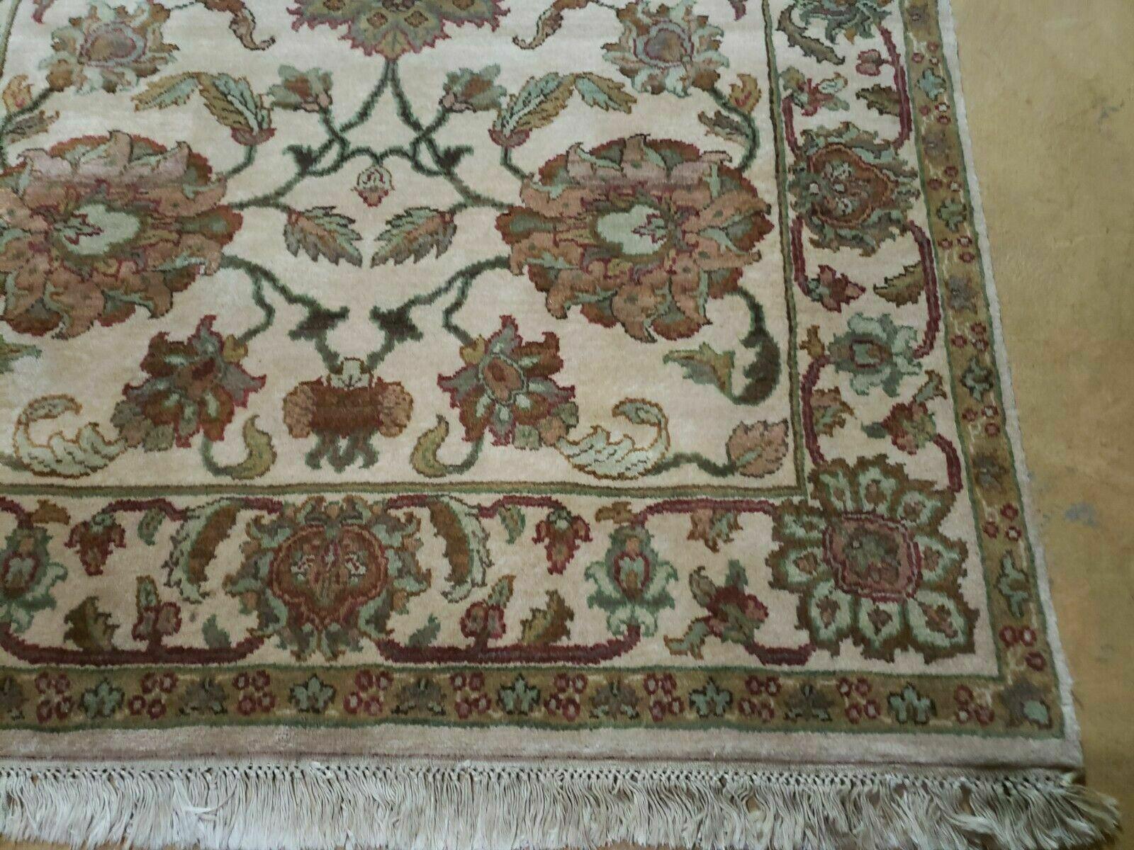 4x12 Vintage Oriental Runner Rug Hand Knotted Indian Agra Wool Tea Washed Beige - Jewel Rugs