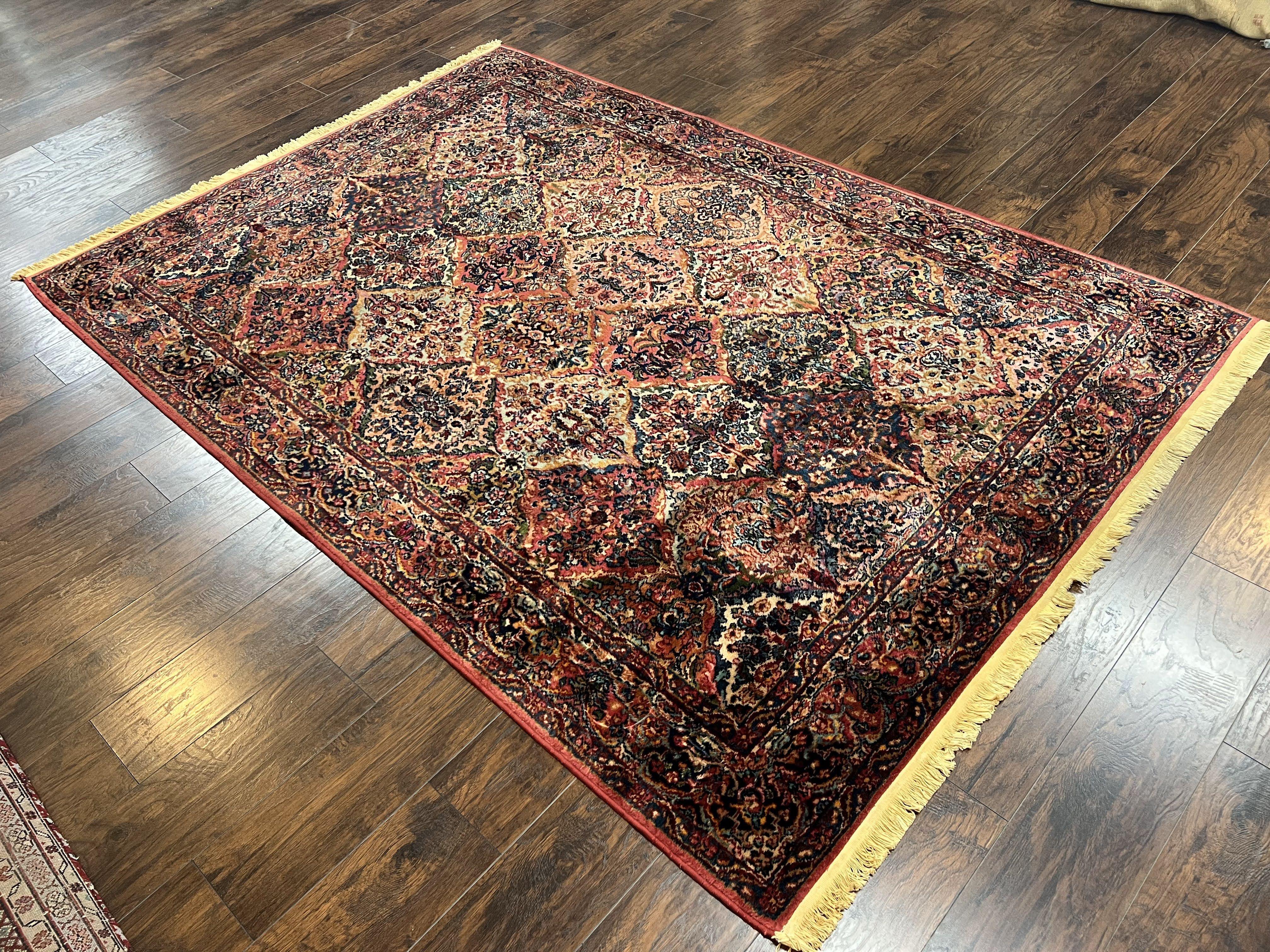 Karastan Multicolor Panel Kirman Rug #717, Wool Karastan Rug 5' 9" x 9', Antique Multipanel Kirman, Original Karastan Collection 700 Series - Jewel Rugs