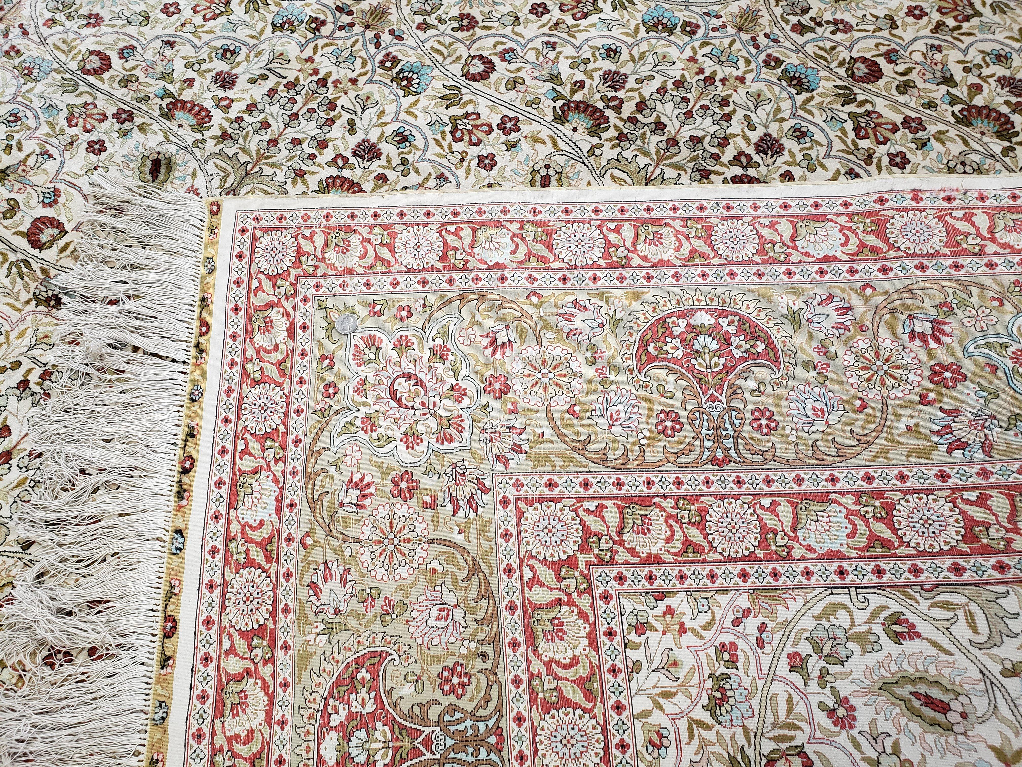 Stunning Silk Hereke Rug 8x10, Super Fine 500+ KPSI, Signature Master Weaver, Room Sized All Silk Turkish Carpet, Silk on Silk, Masterpiece - Jewel Rugs