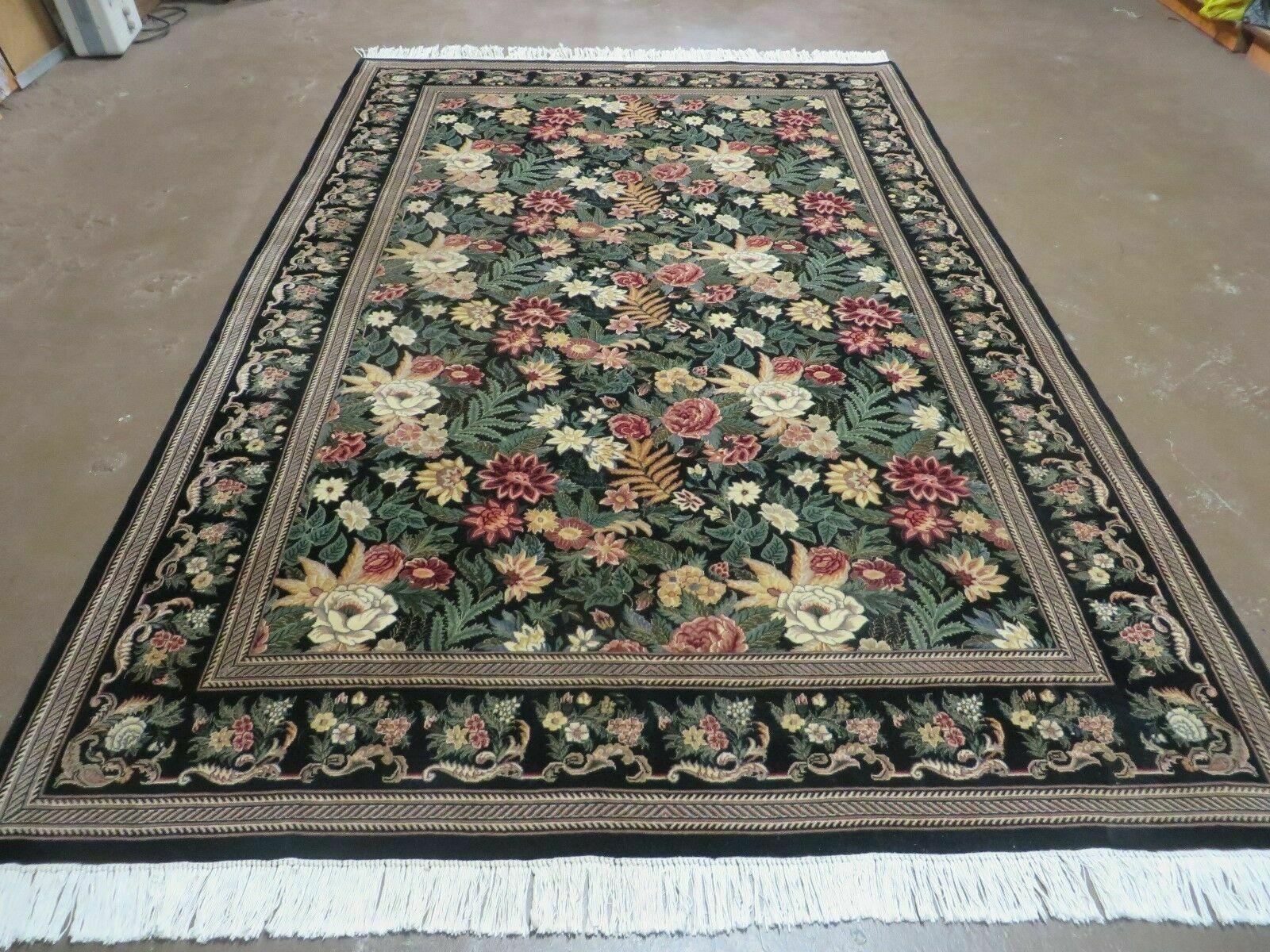 6' X 9' Handmade William Morris Arts & Crafts Wool Rug Carpet Black #837 - Jewel Rugs