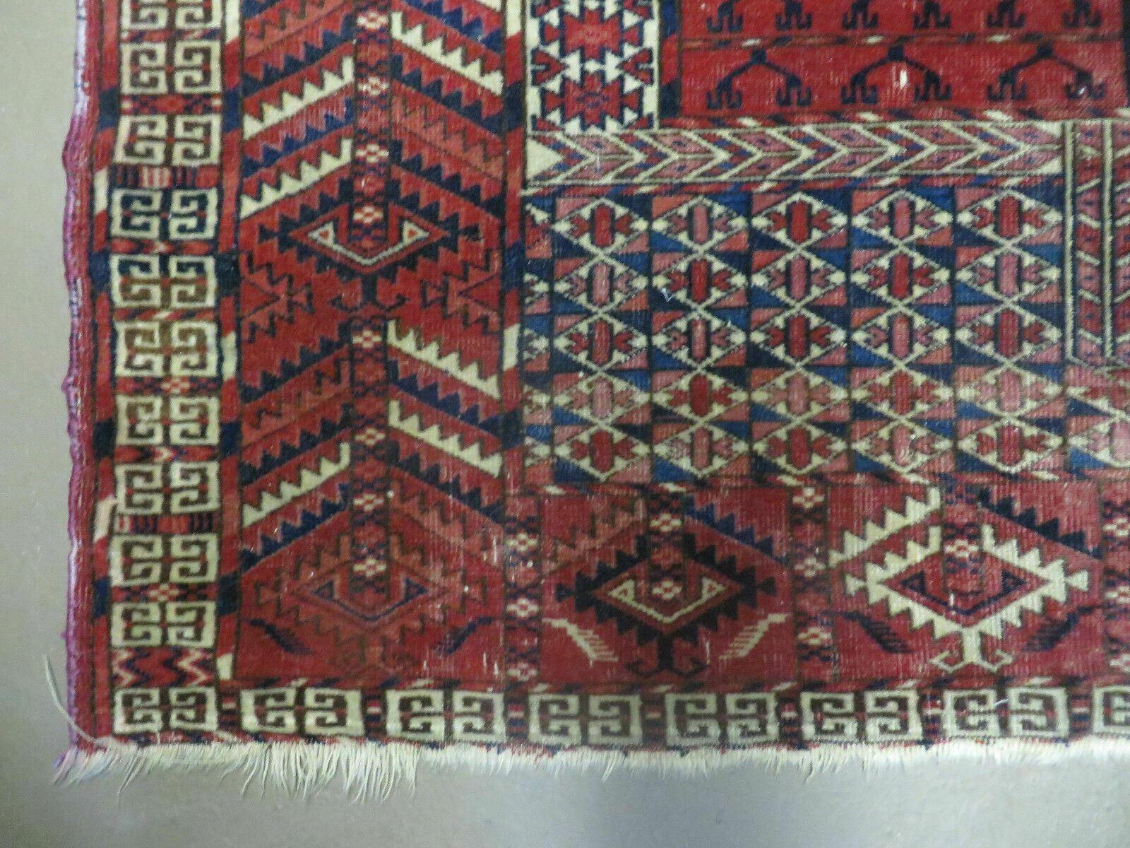 4' X 5' Antique Handmade Fine Tekkeh Turkoman Engsi Hatchli 4 Seasons Wool Rug - Jewel Rugs