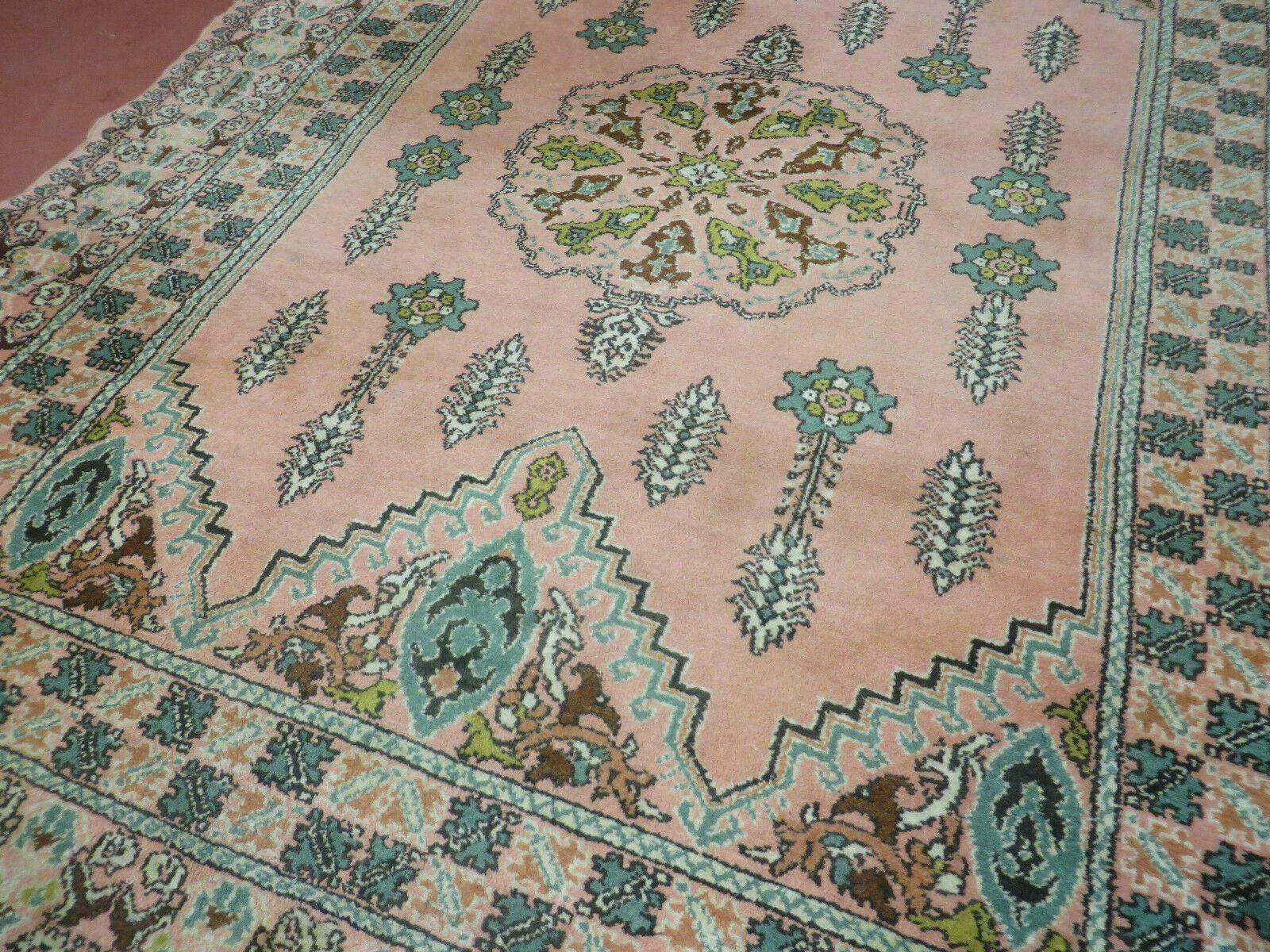 Vintage Moroccan Rug 5x6, Berber Carpet, Light Pink and Green, Soft Wool Rug, Geometric Medallion Rug, Bohemian Area Rug, Handmade Oriental - Jewel Rugs