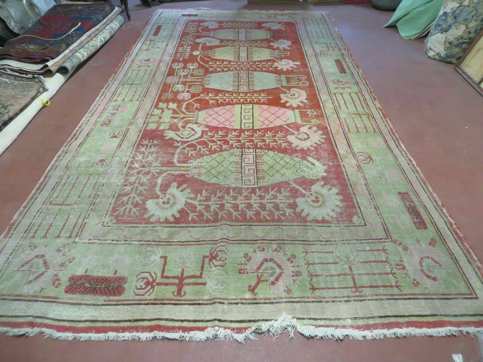 6' X 12' Antique Khotan Central Asia Turkestan Handmade Wool Rug - Jewel Rugs