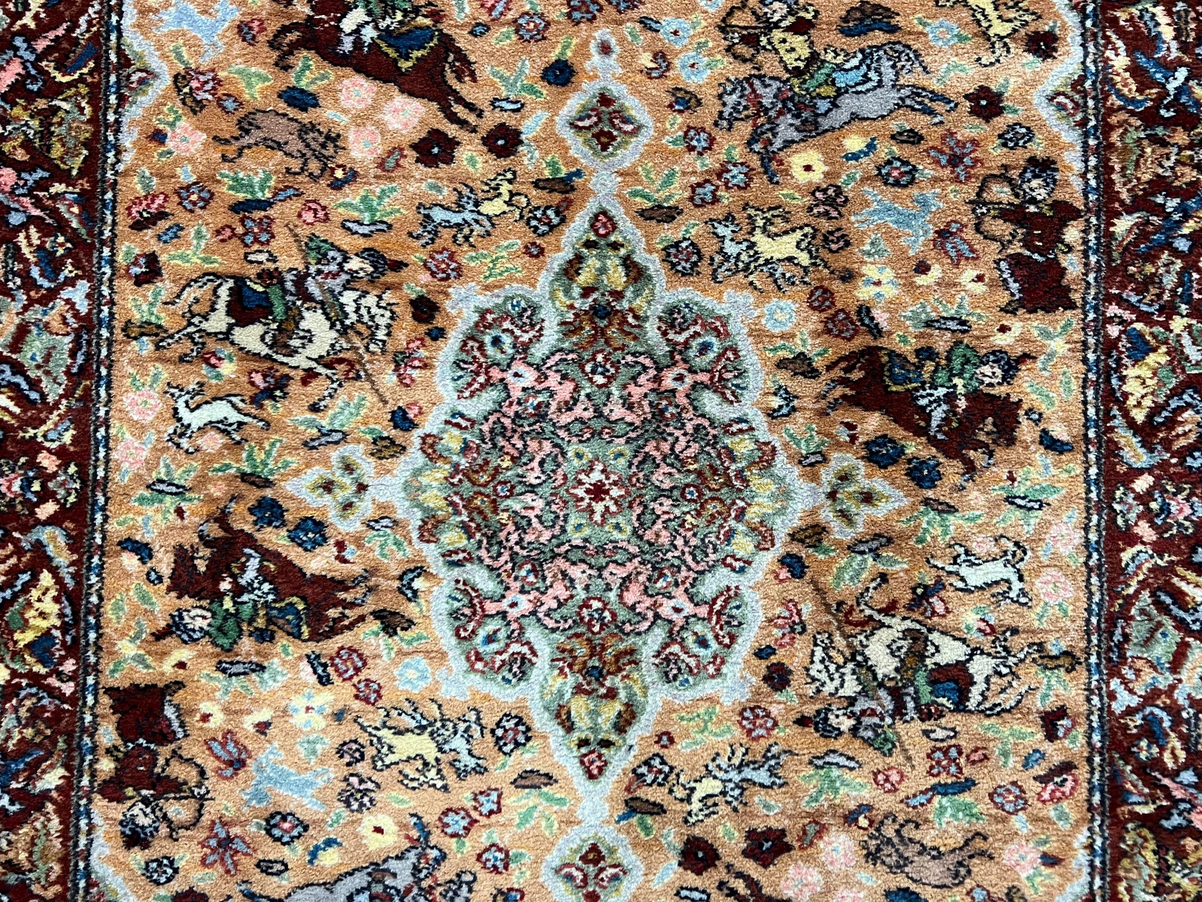 Karastan Rug 4x6 Persian Hunting Pattern #723, Rare Karastan Carpet, Wool Pile, Discontinued Vintage Karastan, Original 700 Series, Tan - Jewel Rugs