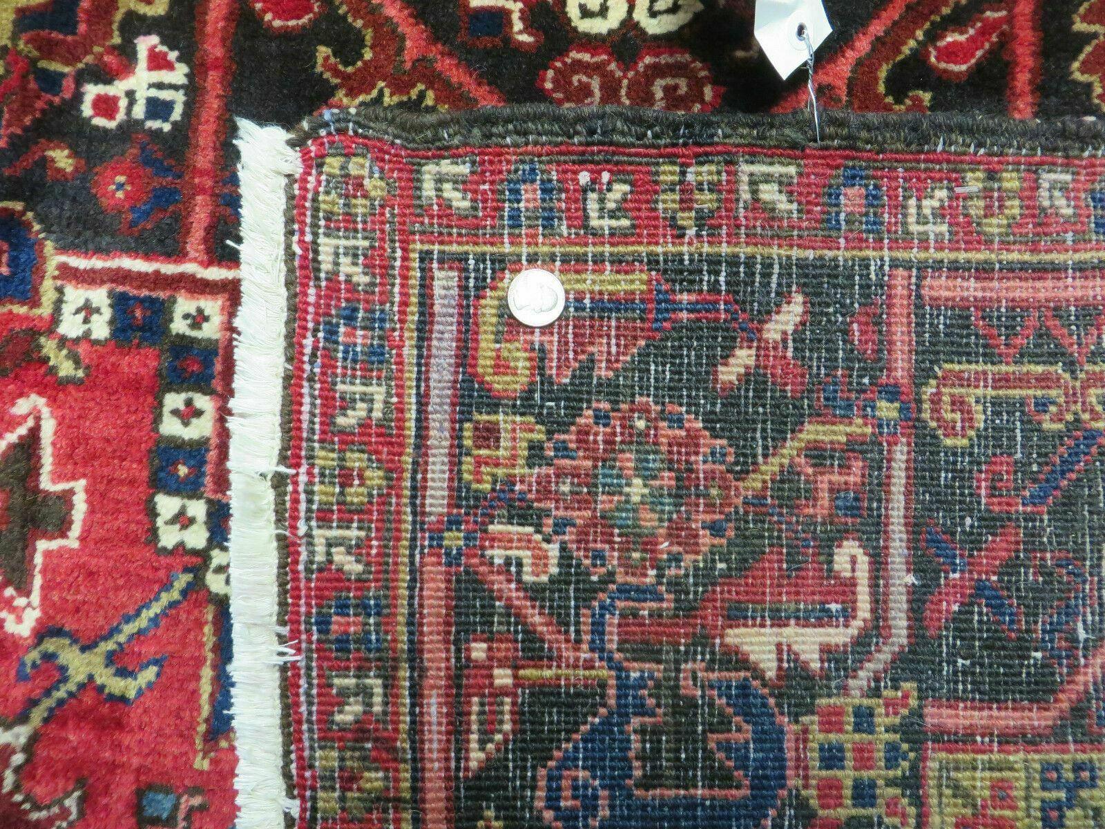 Wonderful Persian Heriz Rug 8.6 x 11, Geometric Heriz Carpet, Semi Antique Decorative Area Rug, Red Ivory Dark Blue Handmade Wool Room Sized - Jewel Rugs