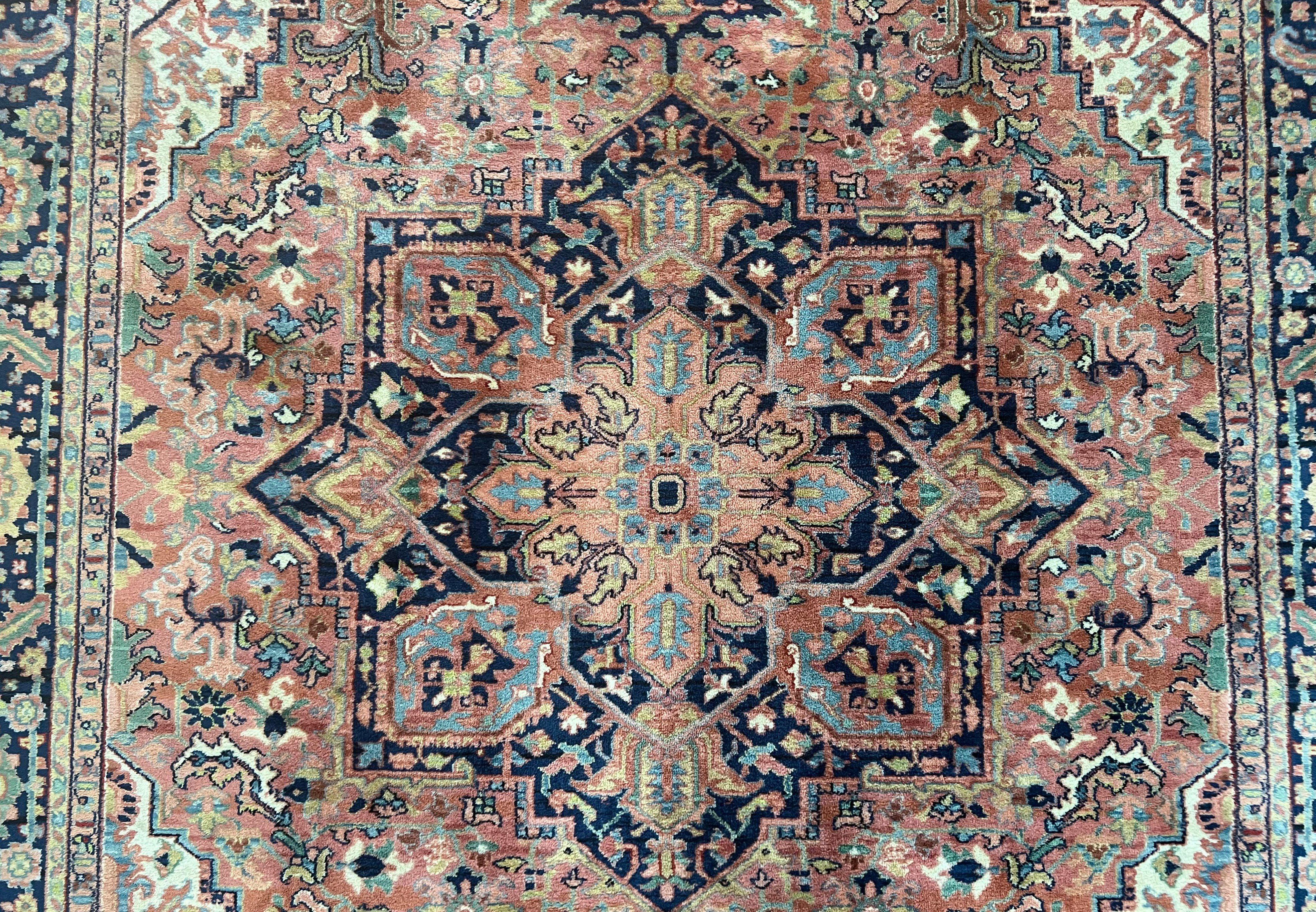 8.8 x 12 Karastan Heriz Rug #726, Vintage Karastan Wool Carpet, Hard to Find Discontinued Original 700 Series, Geometric Area Rug, Oriental - Jewel Rugs