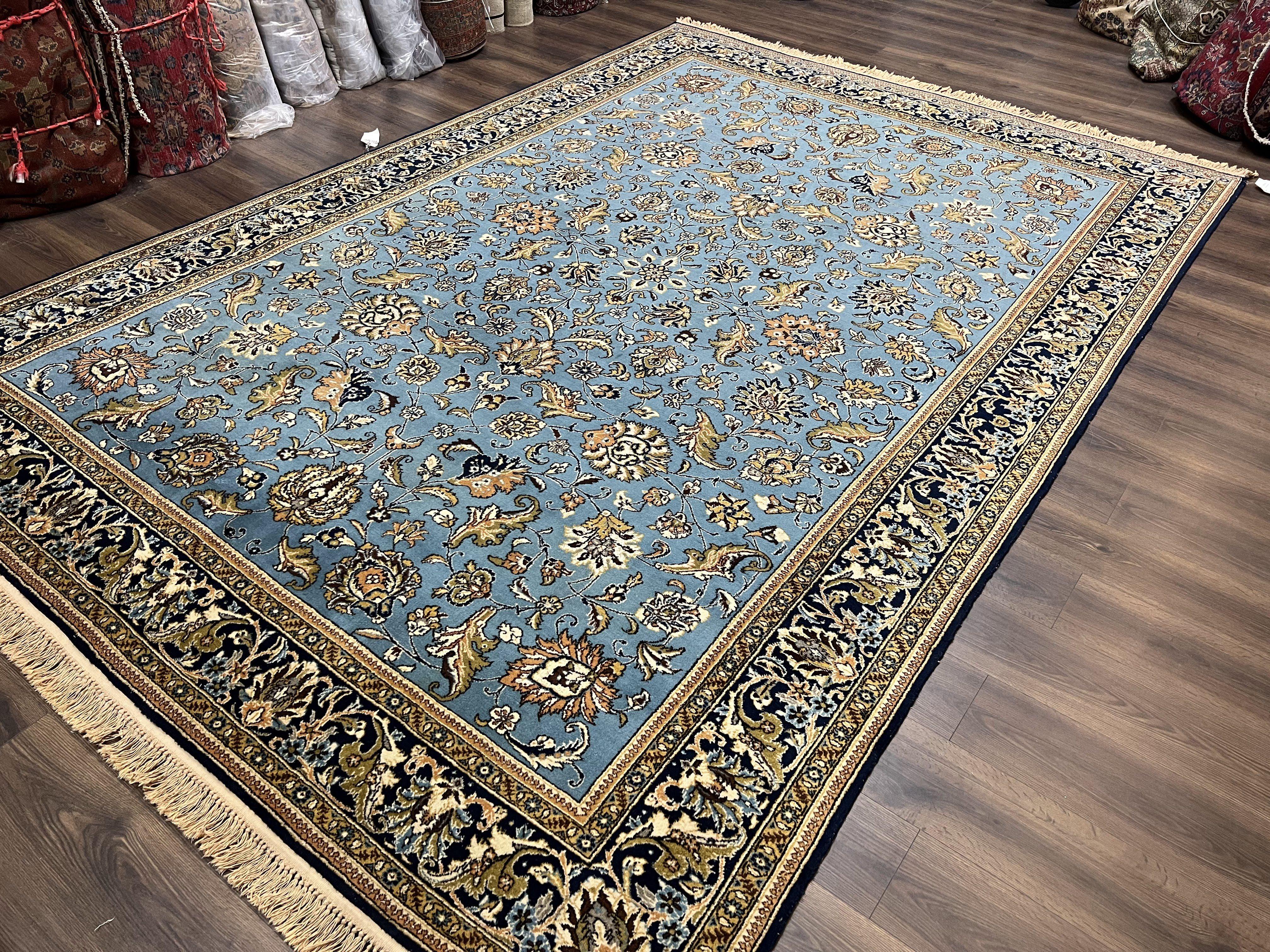Marvelous Light Blue Persian Qum Rug 9x12 - Jewel Rugs