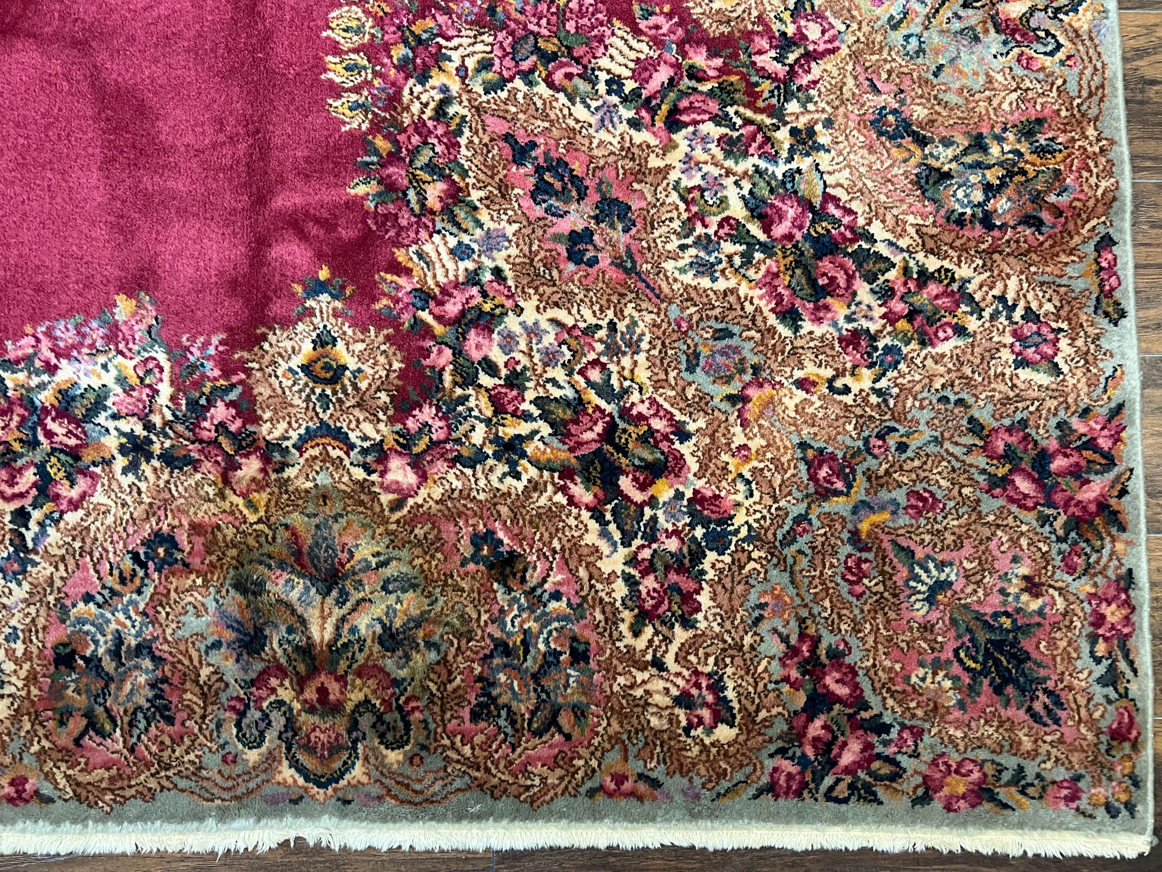 10x14 Karastan Rug Red Kirman #762, Vintage Karastan Rug, Original 700 Series, 100% Wool Pile Discontinued Karastan Rug, Large Wool Area Rug - Jewel Rugs