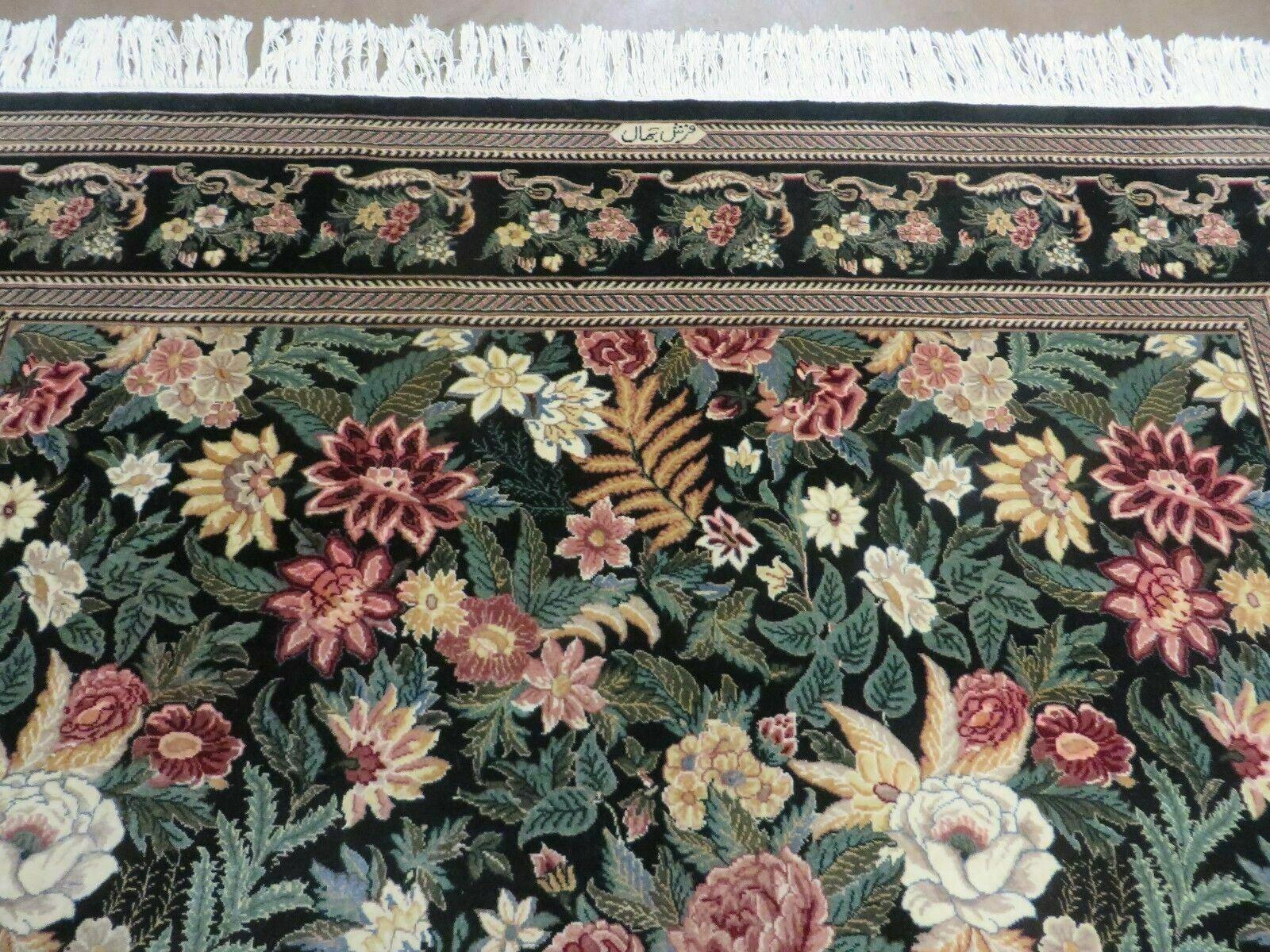 6' X 9' Handmade William Morris Arts & Crafts Wool Rug Carpet Black #837 - Jewel Rugs