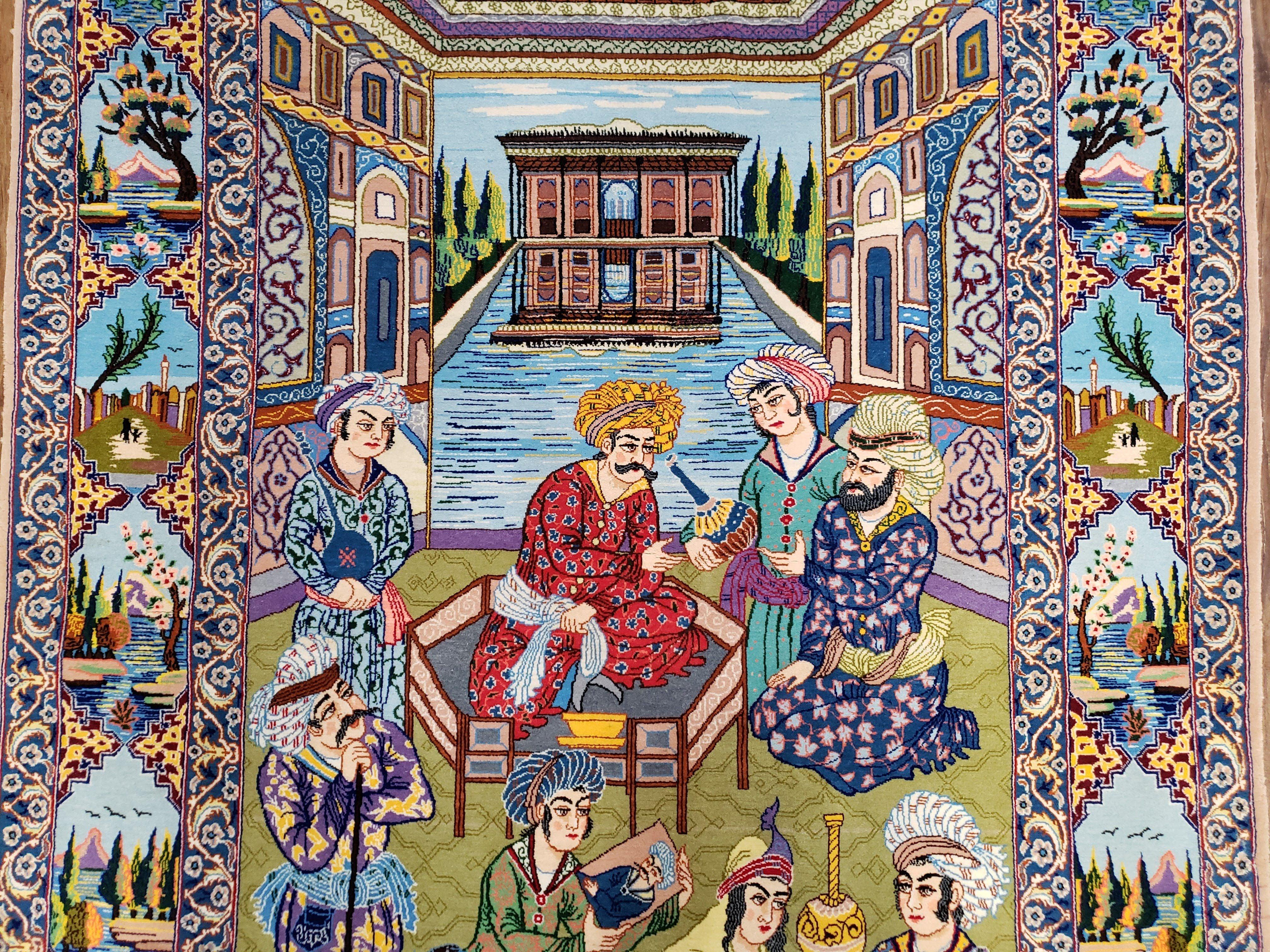 Persian Isfahan Pictorial Rug 3x5 – Kork Wool on Silk - Jewel Rugs