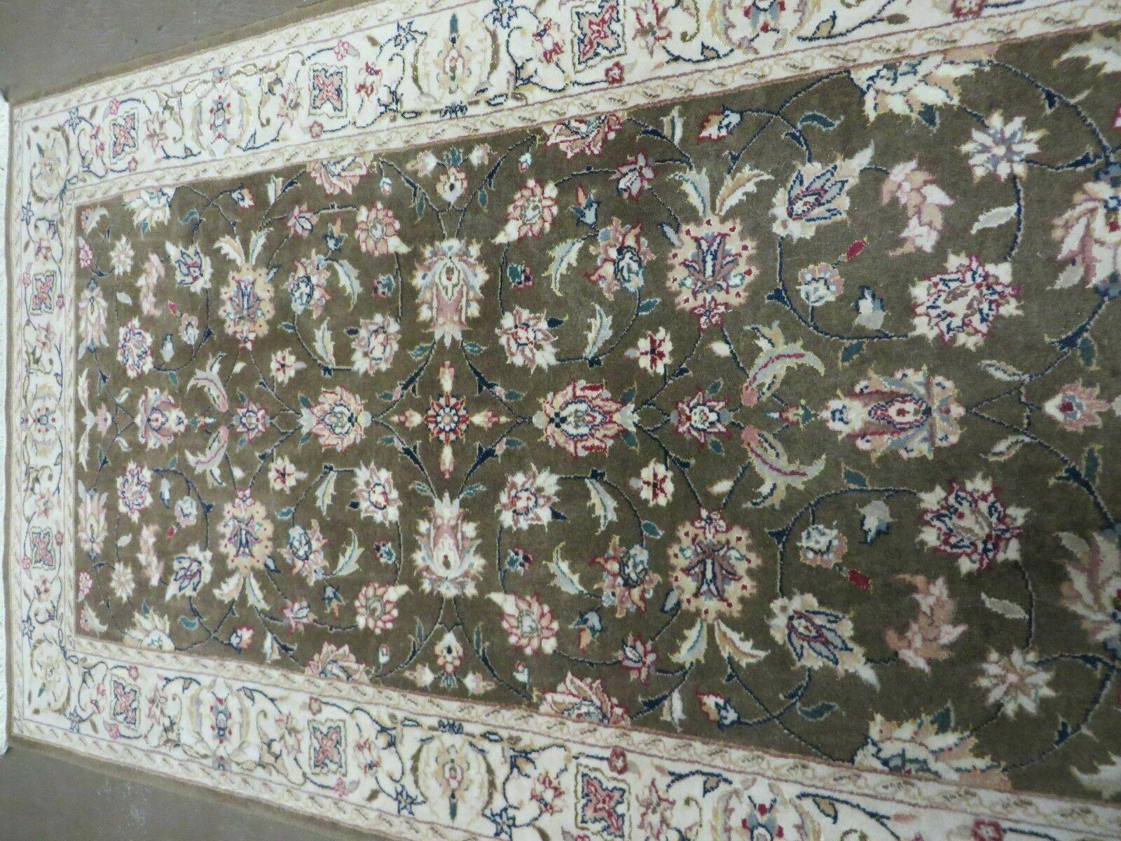 3x5 Handmade Indian Jaipur Wool Rug Vintage Carpet Hand Knotted Floral Allover - Jewel Rugs