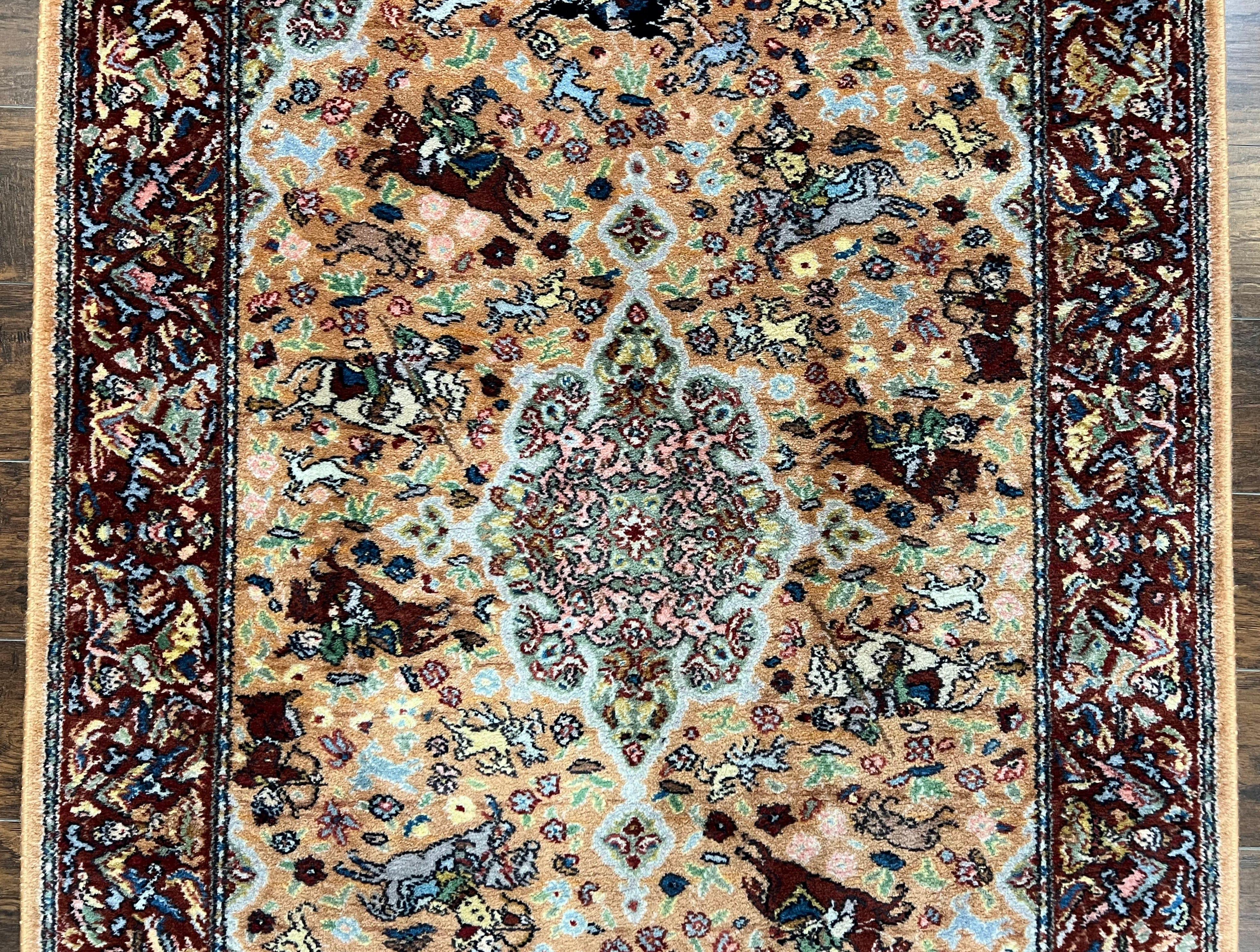 Karastan Rug 4x6 Persian Hunting Pattern #723, Rare Karastan Carpet, Wool Pile, Discontinued Vintage Karastan, Original 700 Series, Tan - Jewel Rugs