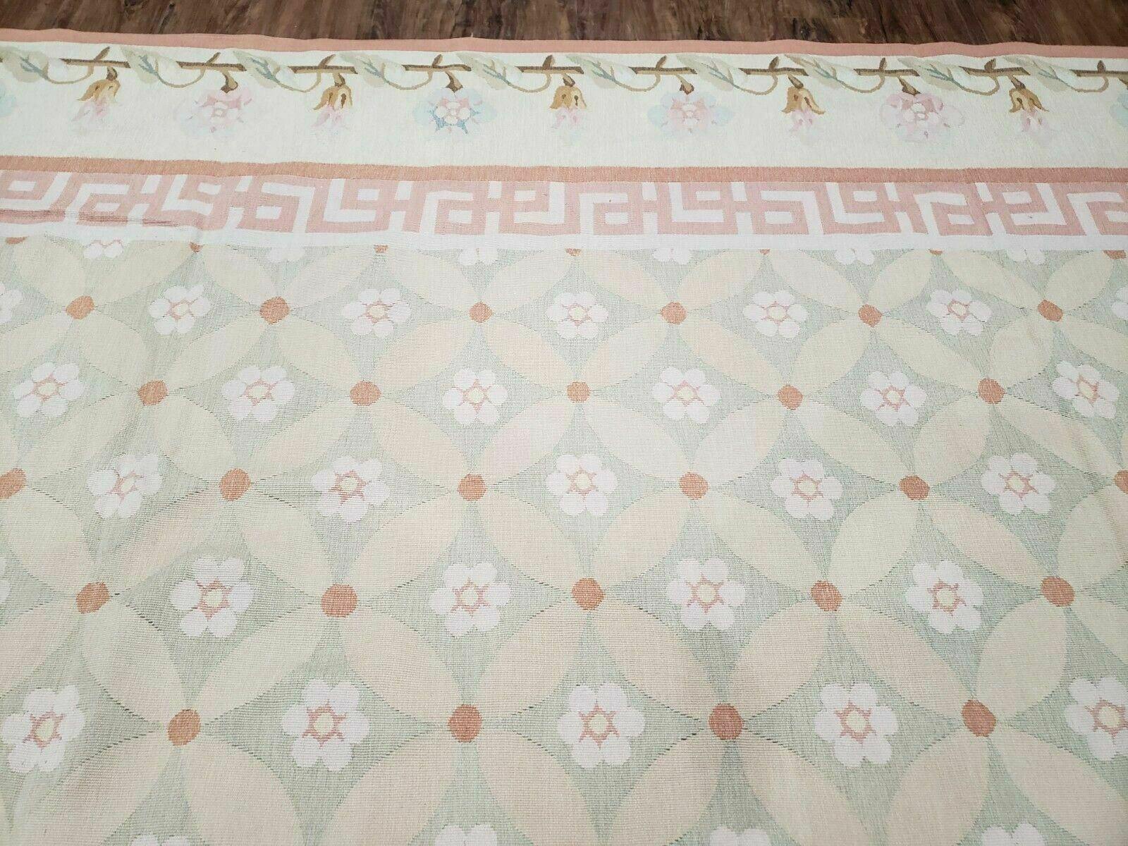 11' X 15' Magnificent Handmade Wool Rug Aubusson Weave Savonnerie Flat Pile - Jewel Rugs