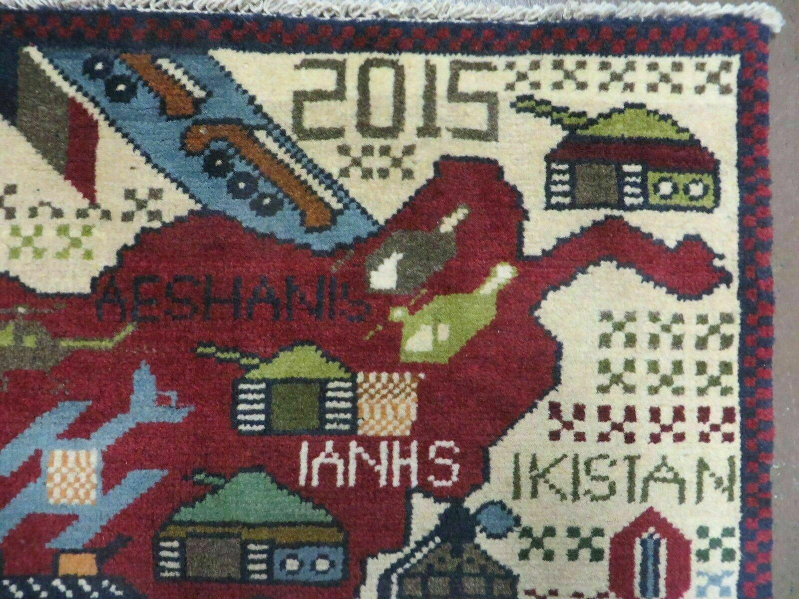 Afghan War Rug, Tribal War Rug, Collectible, Guns, Tanks, Helicopters, Afghanistan War, US Army, 2' x 2'6", Hand-Knotted, Wool - Jewel Rugs