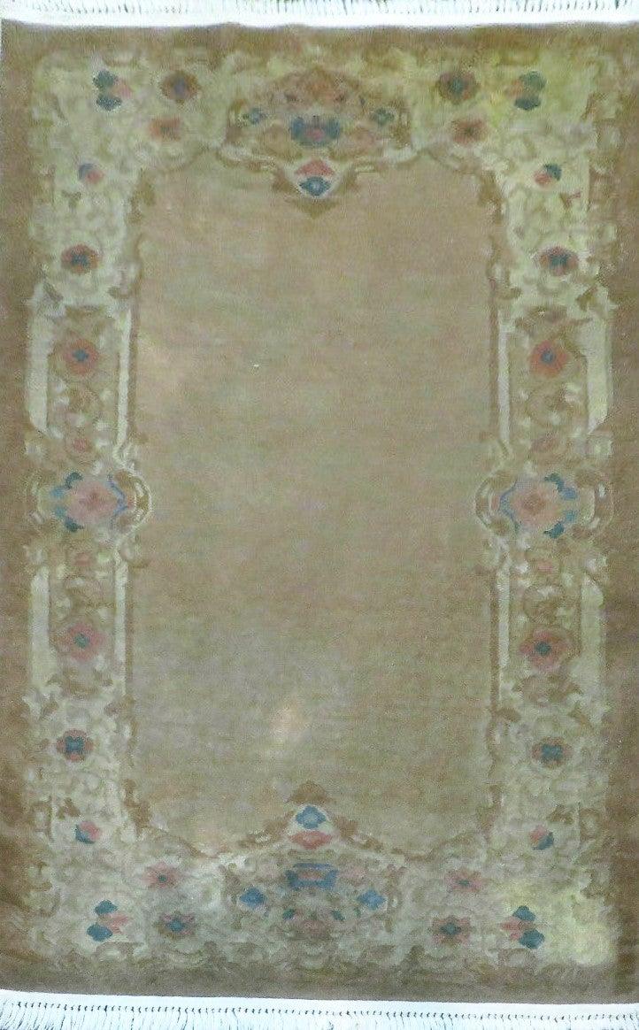 Small Chinese Art Deco Rug 3x5, 3 x 5 Brown Chinese Rug, Vintage Chinese Rug ,5x3 Chinese Wool Rug, Small Handmade Brown Rug - Jewel Rugs