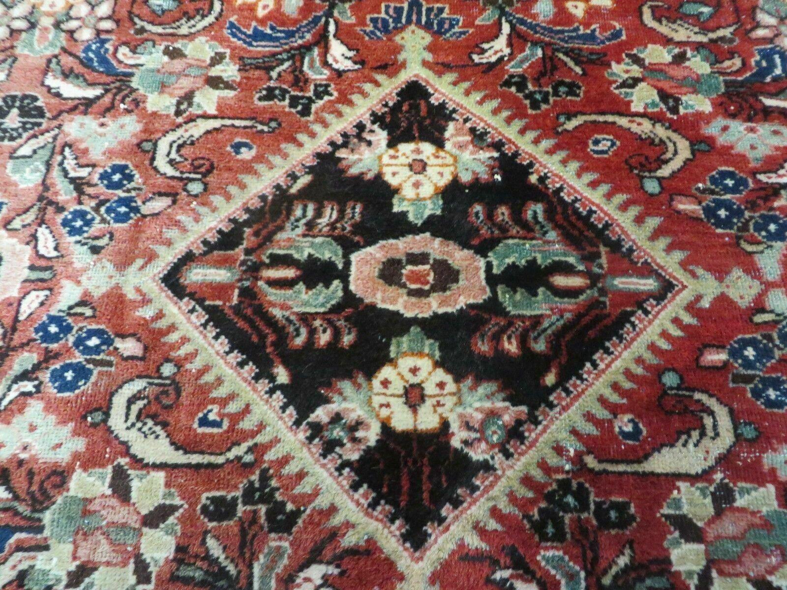 Antique Persian Rug 9x12 - Persian Mahal Area Rug 9 x 12, Hand Knotted Wool Oriental Carpet - Red and Black Rug - Room Sized Bohemian Rug - Jewel Rugs