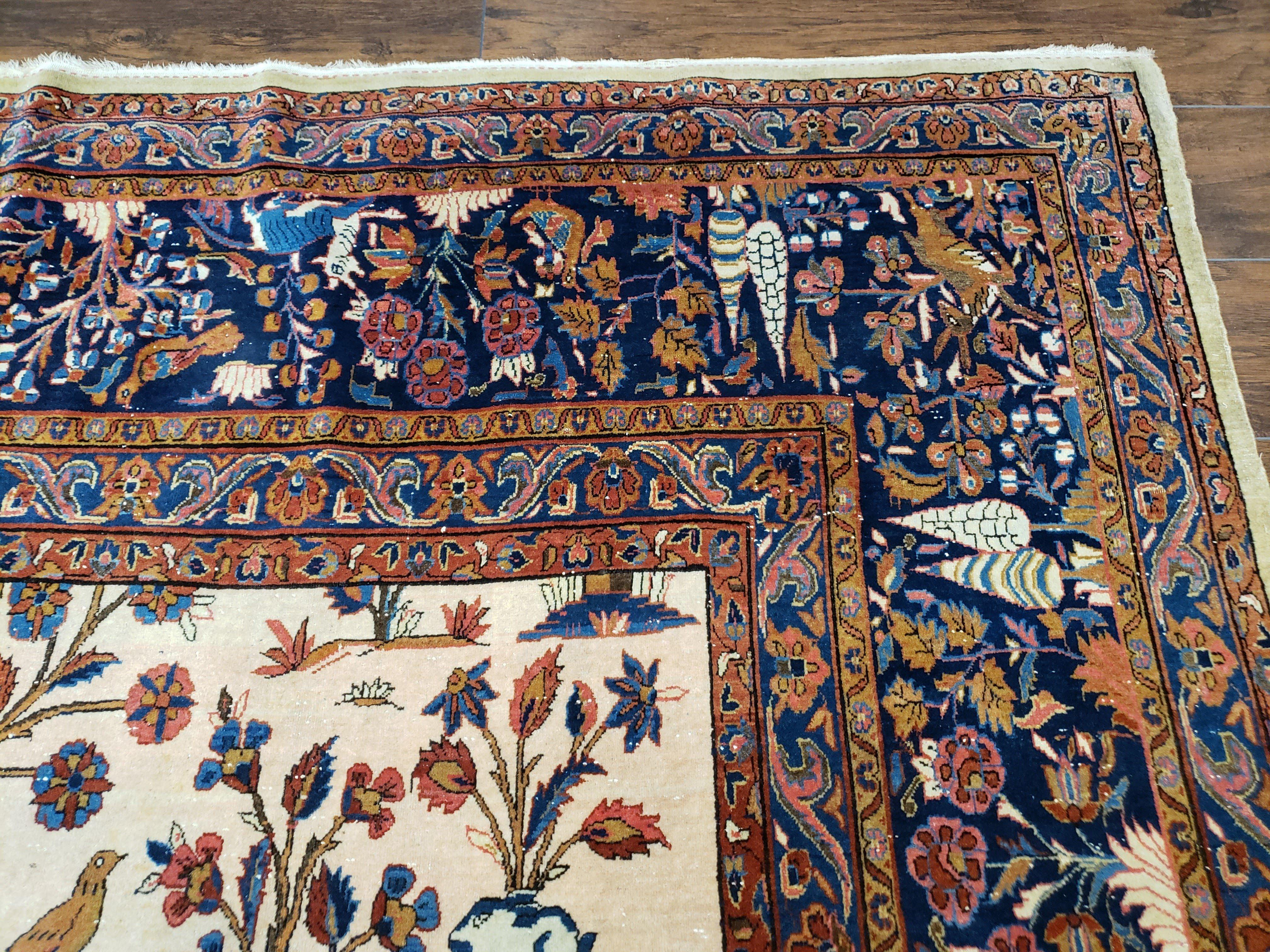 Antique Persian Kashan Tree of Life Rug 10x13 - Jewel Rugs