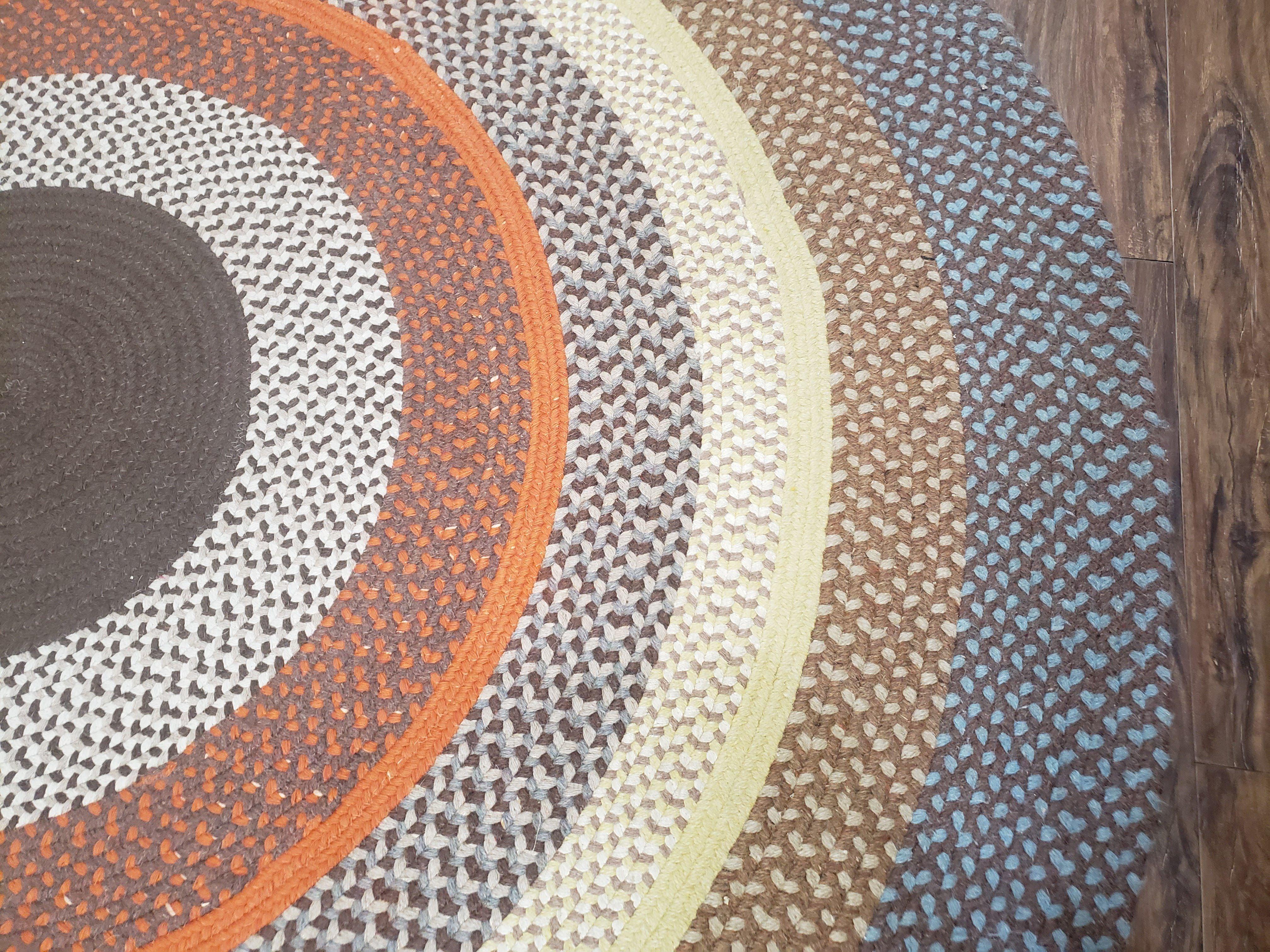 Vintage Round Braided Rug 6x6, Hand Braided Rug, 6ft Round Rug, Circular Braided Rug, American Braided Carpet, Multicolor Round Rug Colorful - Jewel Rugs