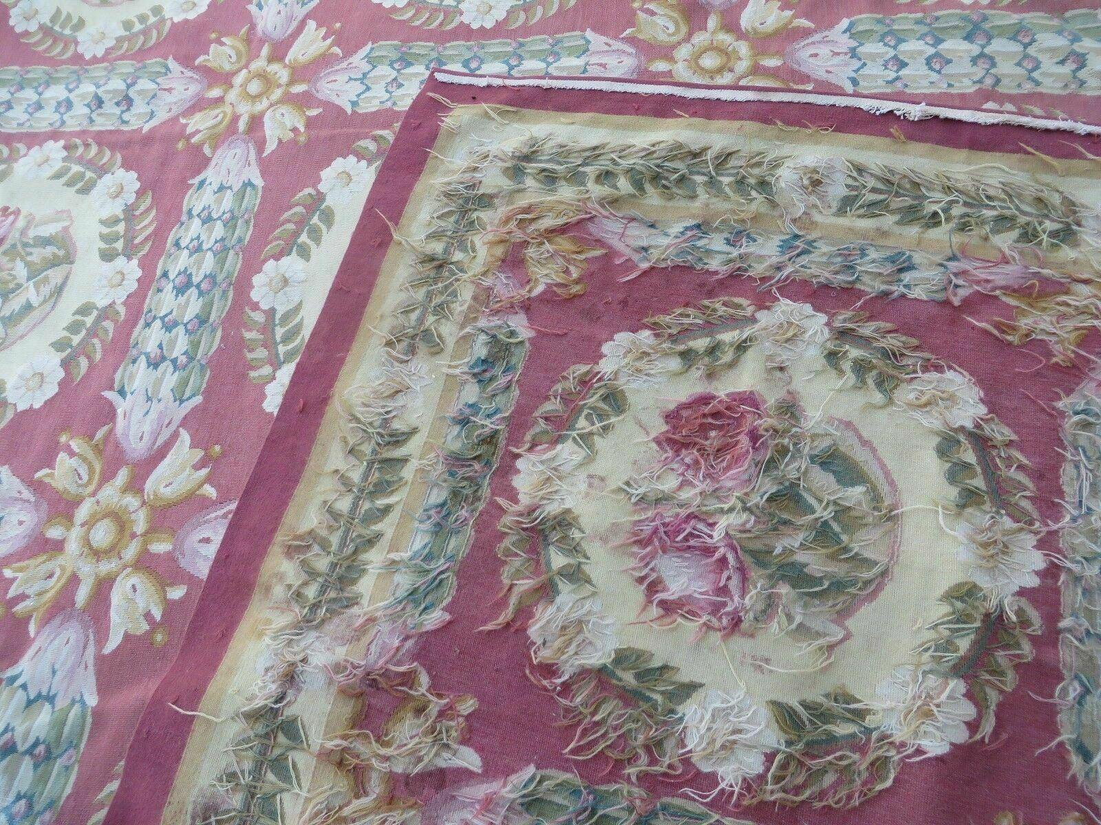 Palace Sized Aubusson Rug 13 x 20 ft, Oversized Handwoven Handmade Panel Design French Aubusson Carpet, Extra Large Wool Flatweave Rose Color - Jewel Rugs