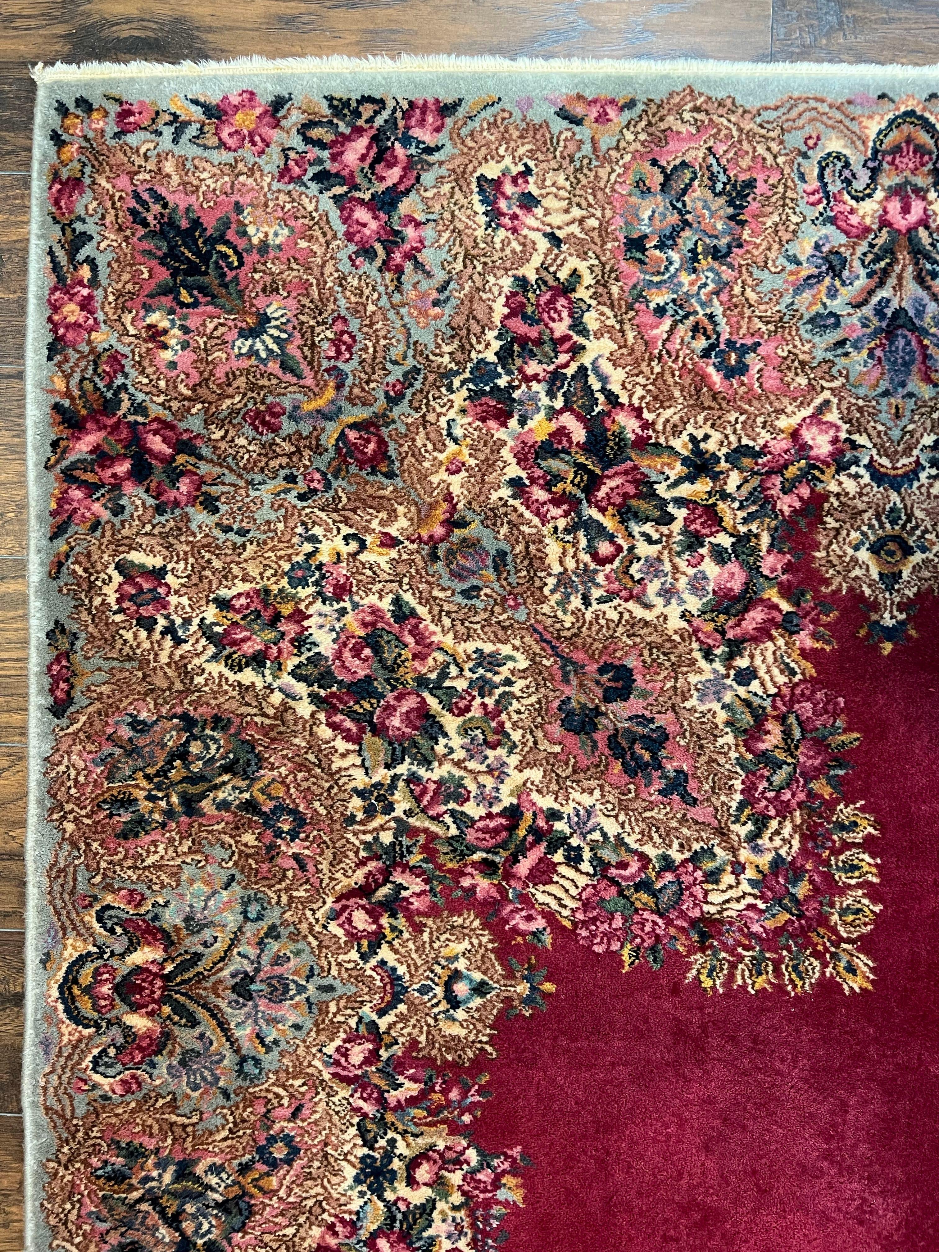 10x14 Karastan Rug Red Kirman #762, Vintage Karastan Rug, Original 700 Series, 100% Wool Pile Discontinued Karastan Rug, Large Wool Area Rug - Jewel Rugs