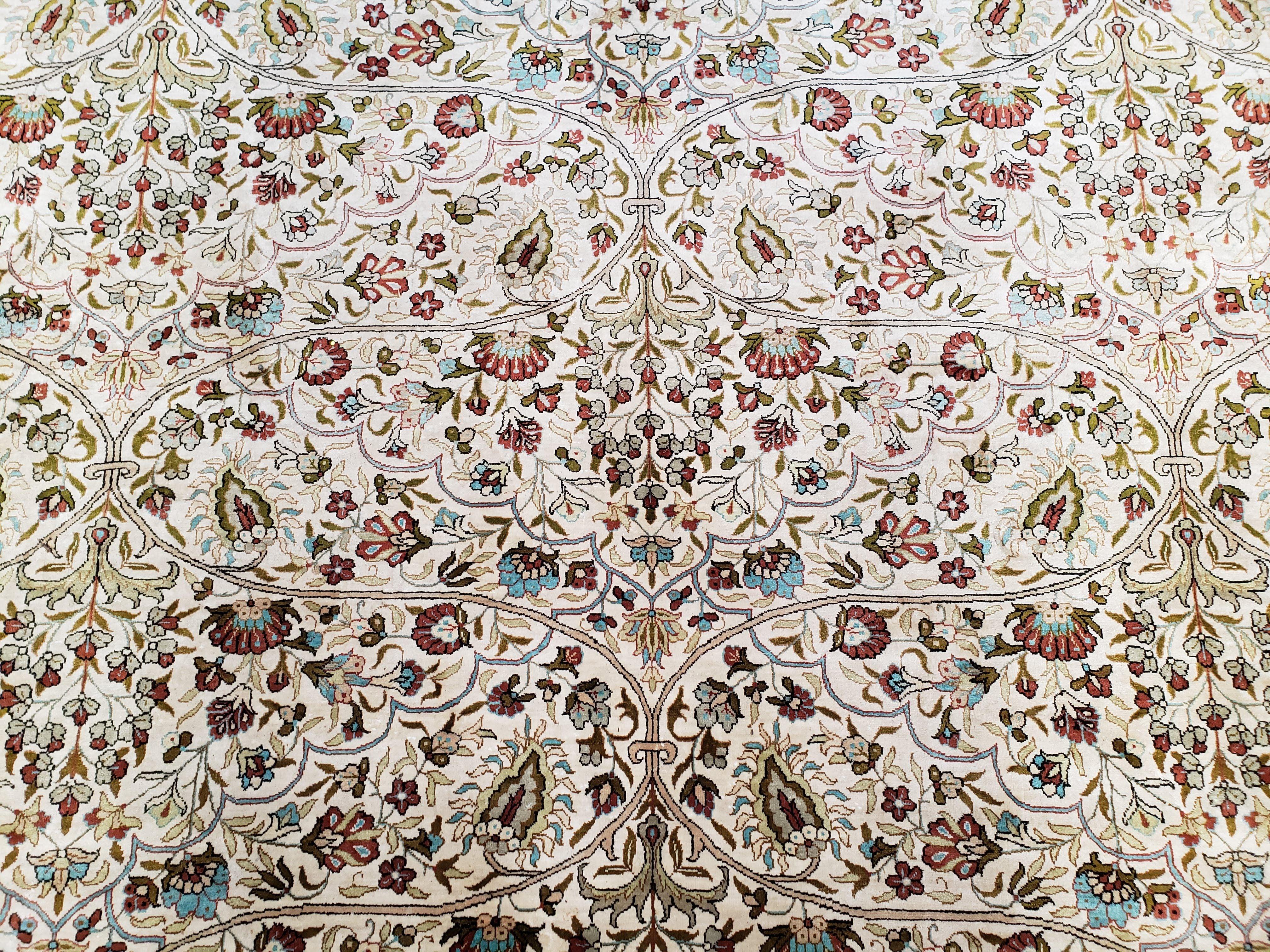 Stunning Silk Hereke Rug 8x10, Super Fine 500+ KPSI, Signature Master Weaver, Room Sized All Silk Turkish Carpet, Silk on Silk, Masterpiece - Jewel Rugs