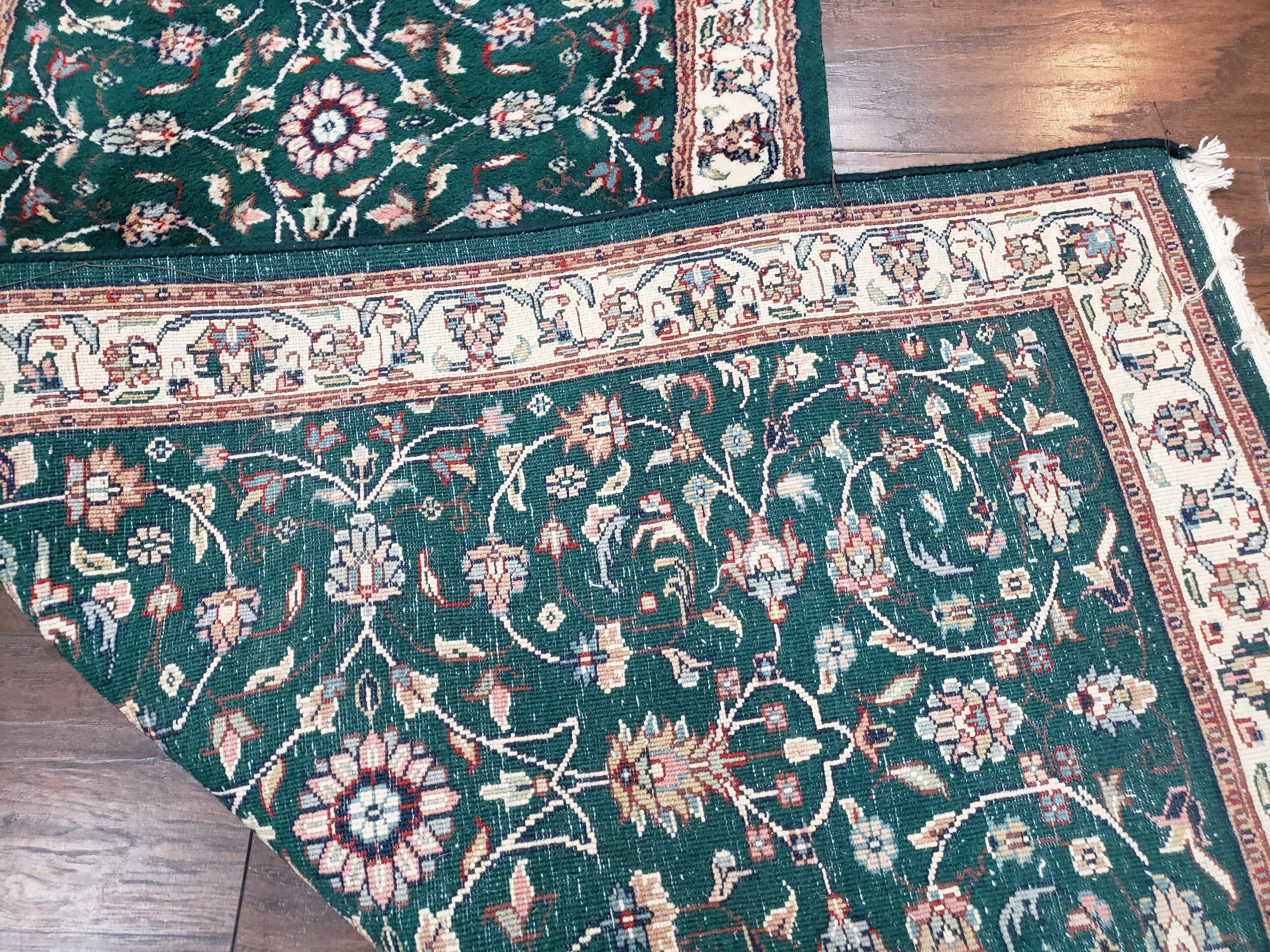 Extra Long Runner Rug 24 ft, Skinny & Long Rug for Hallway Corridor 2.6 x 24 Indo Persian Vintage Wool Rug Green and Cream Handmade Oriental - Jewel Rugs