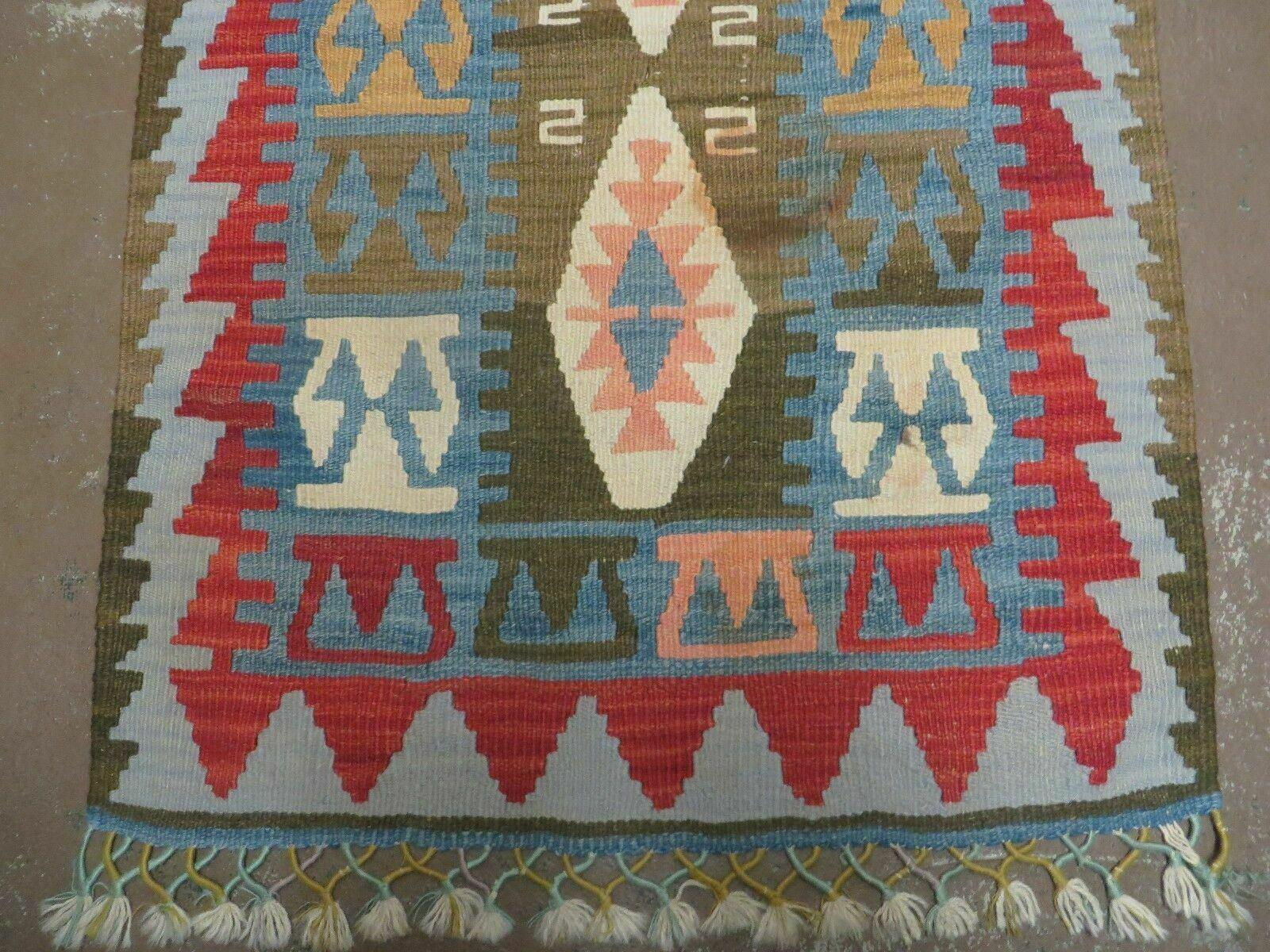 2' 5" X 4' Vintage Turkish Kilim Handmade Flat Weave Multicolor Colorful Wool Rug - Jewel Rugs