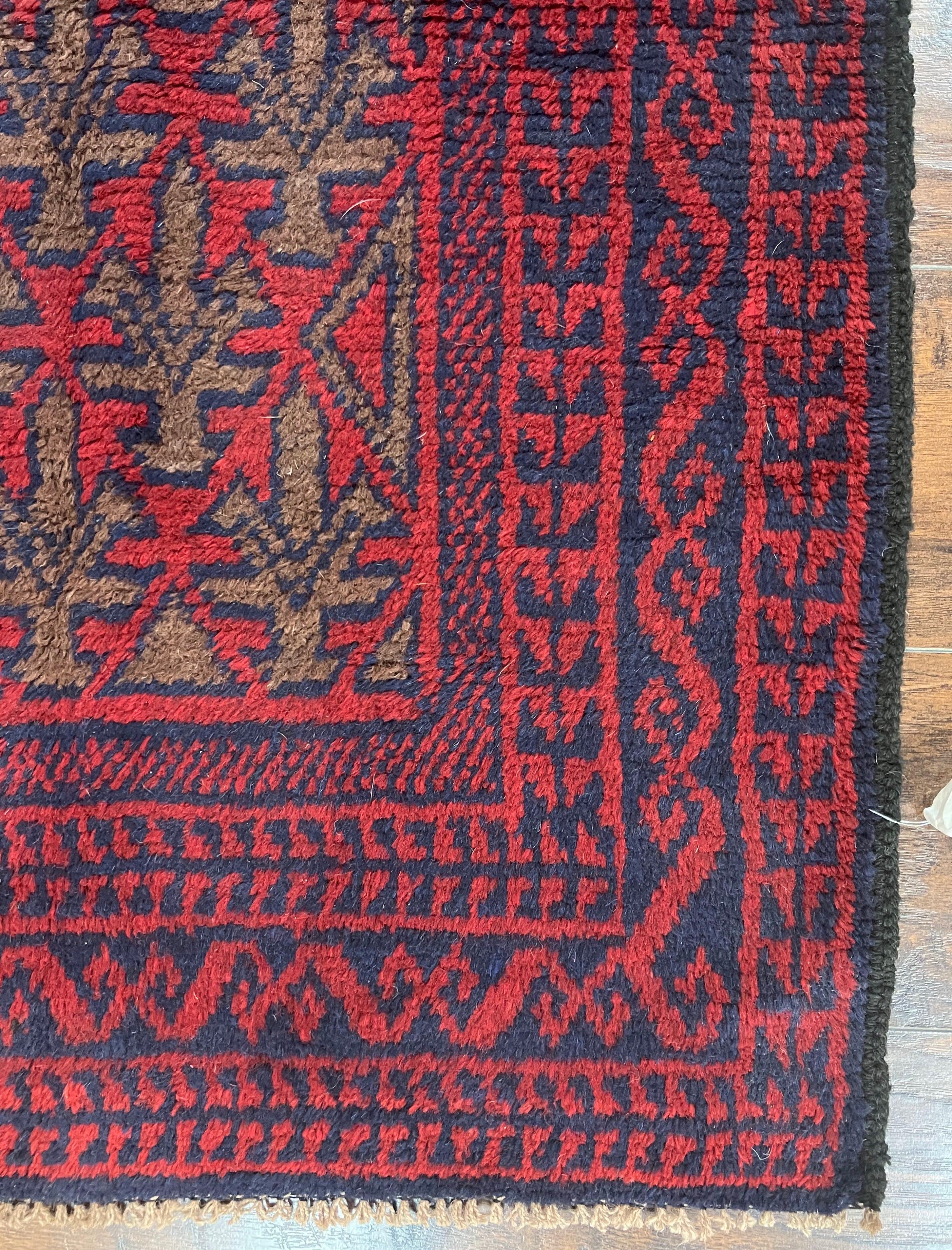 Vintage Balouchi Rug 3x5 Tribal Wool Carpet Red Blue Hand Knotted Afghan Rug - Jewel Rugs