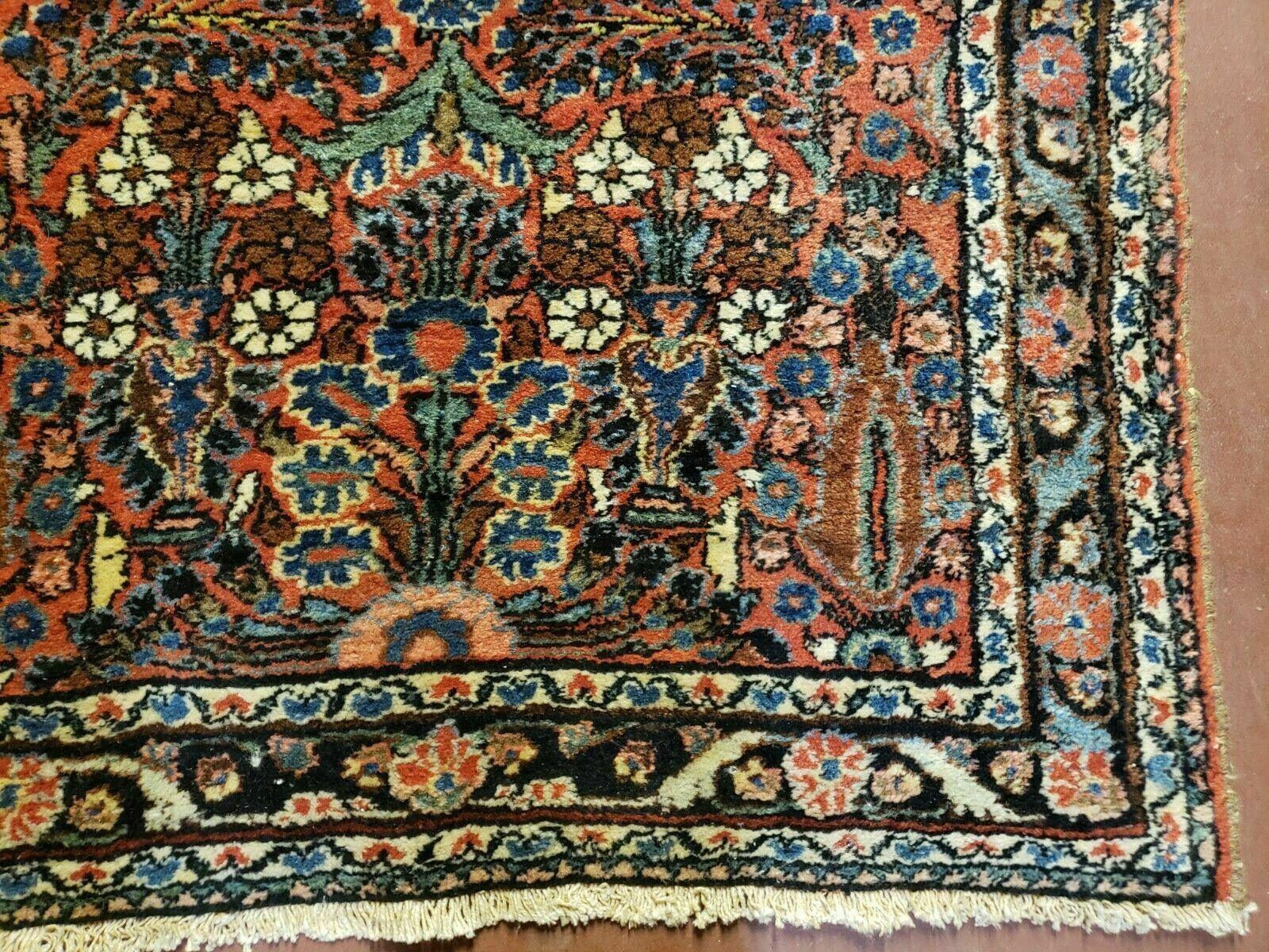 3' X 5' Antique Handmade India Floral Oriental Wool Rug Veg Dyes Red Nice - Jewel Rugs