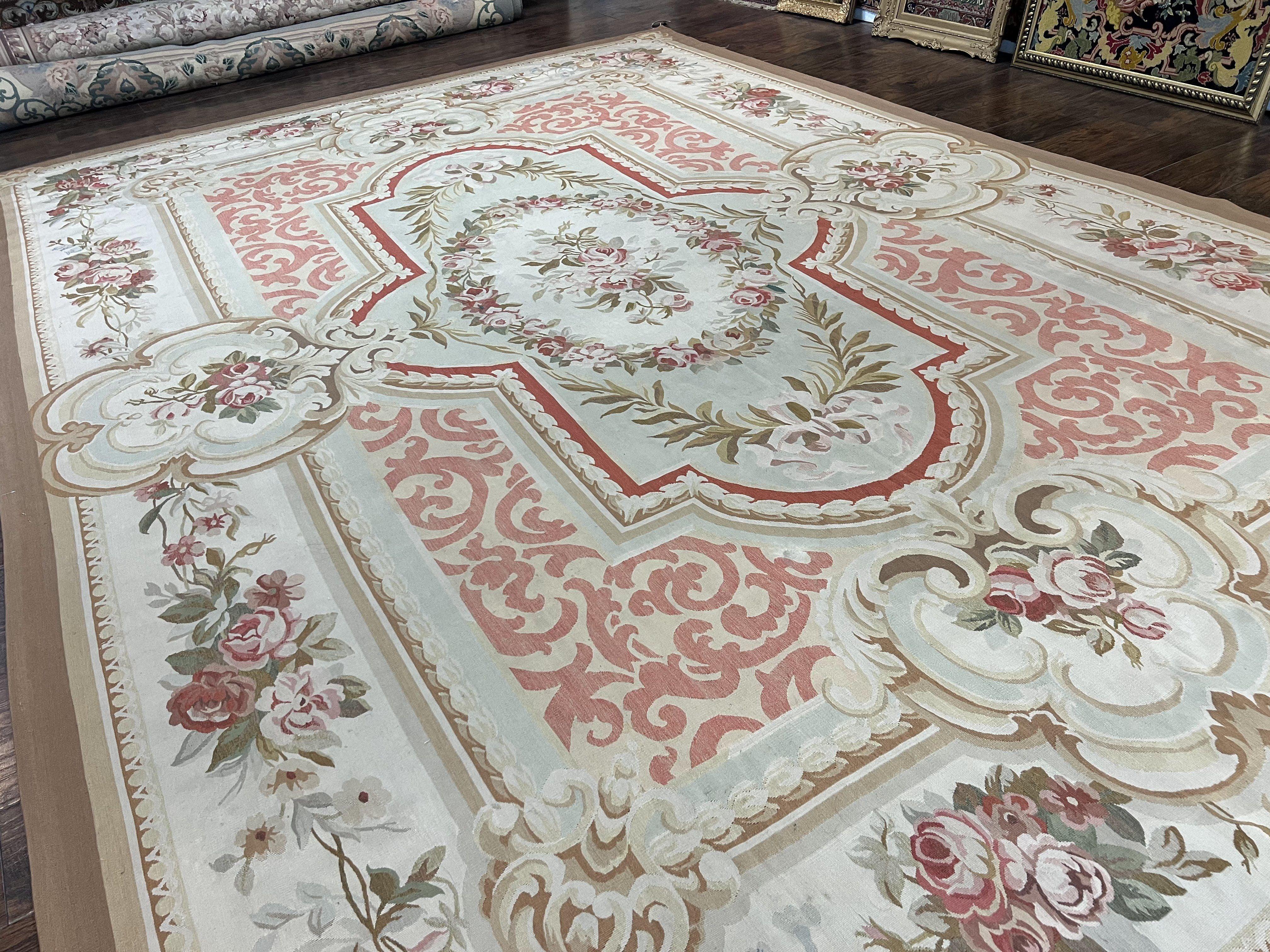 Aubusson Rug 10x14, Wool Handmade Vintage Carpet, Elegant French European Design Rug, Large Room Sized Aubusson Rug, Stark Carpet - Jewel Rugs