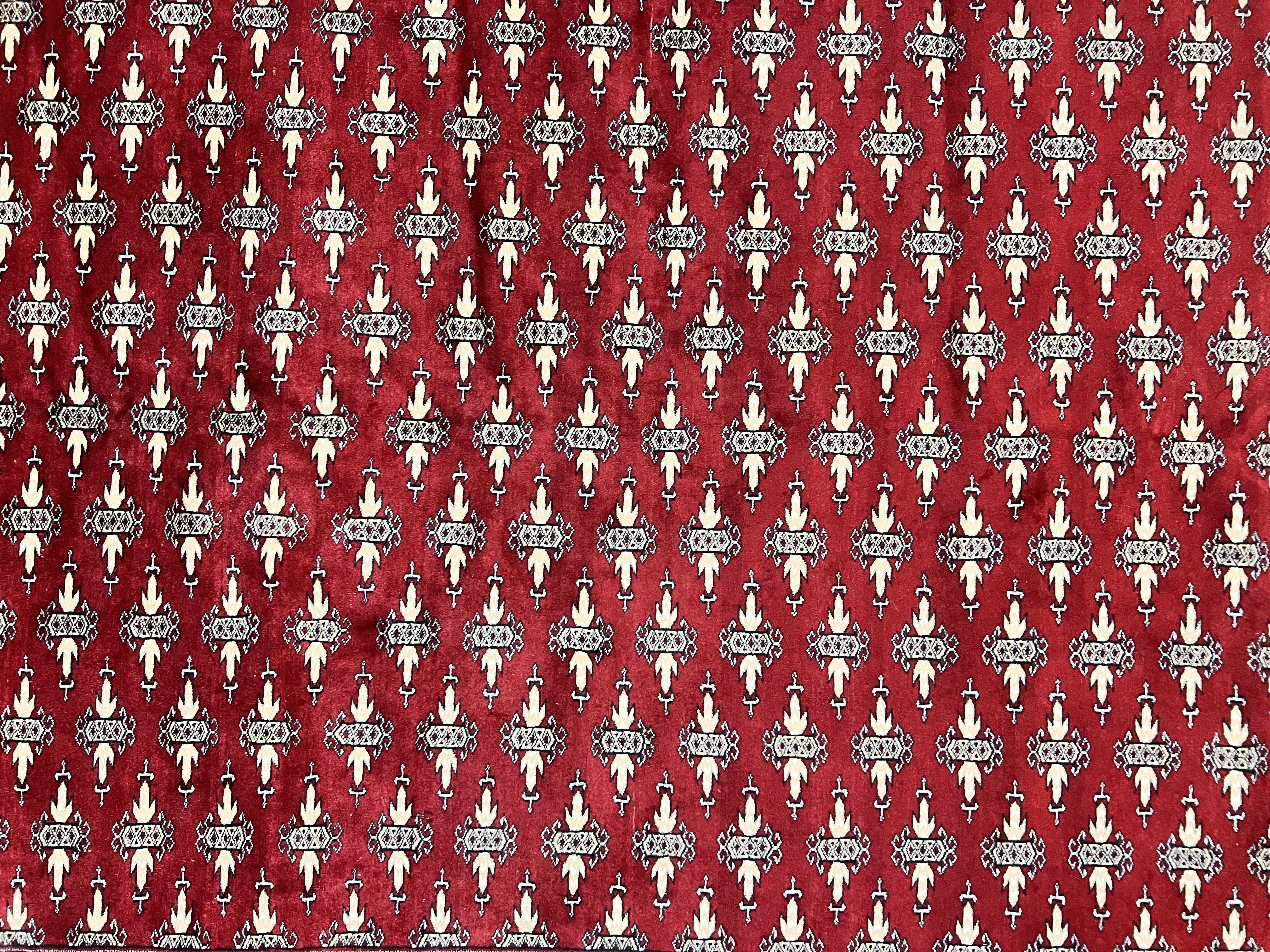 Pakistani Turkoman Bokhara Rug 6x9, Fine Wool Vintage Hand Knotted Handmade Yamud Oriental Carpet 6 x 9, Red Turkoman Rug, Tribal Rug - Jewel Rugs