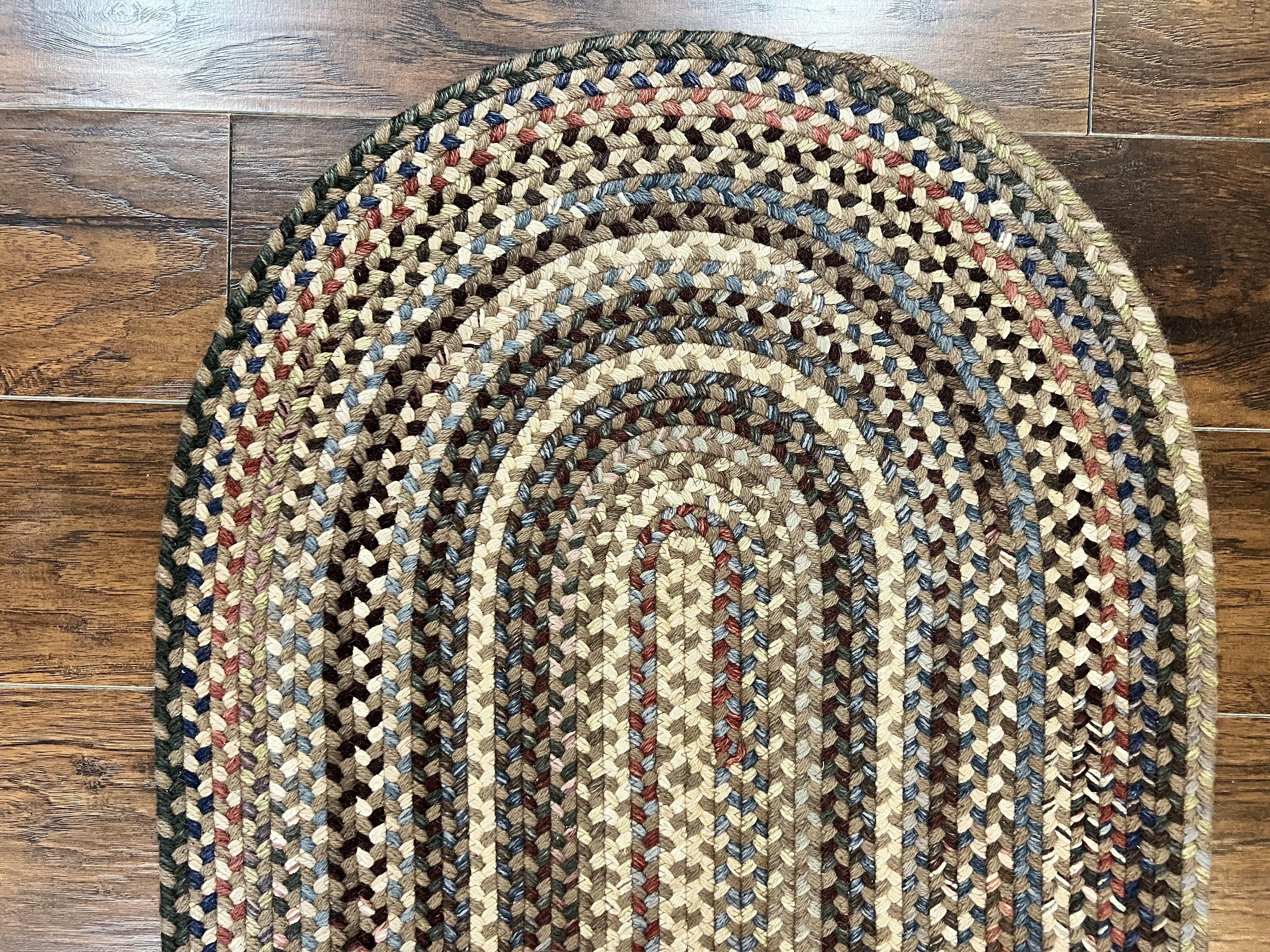 Oval Braided Rug 2x4, Multicolor Oval Rug, Hand Woven, Vintage Wool Handmade Braided Rug, Small American Braided Rug - Jewel Rugs
