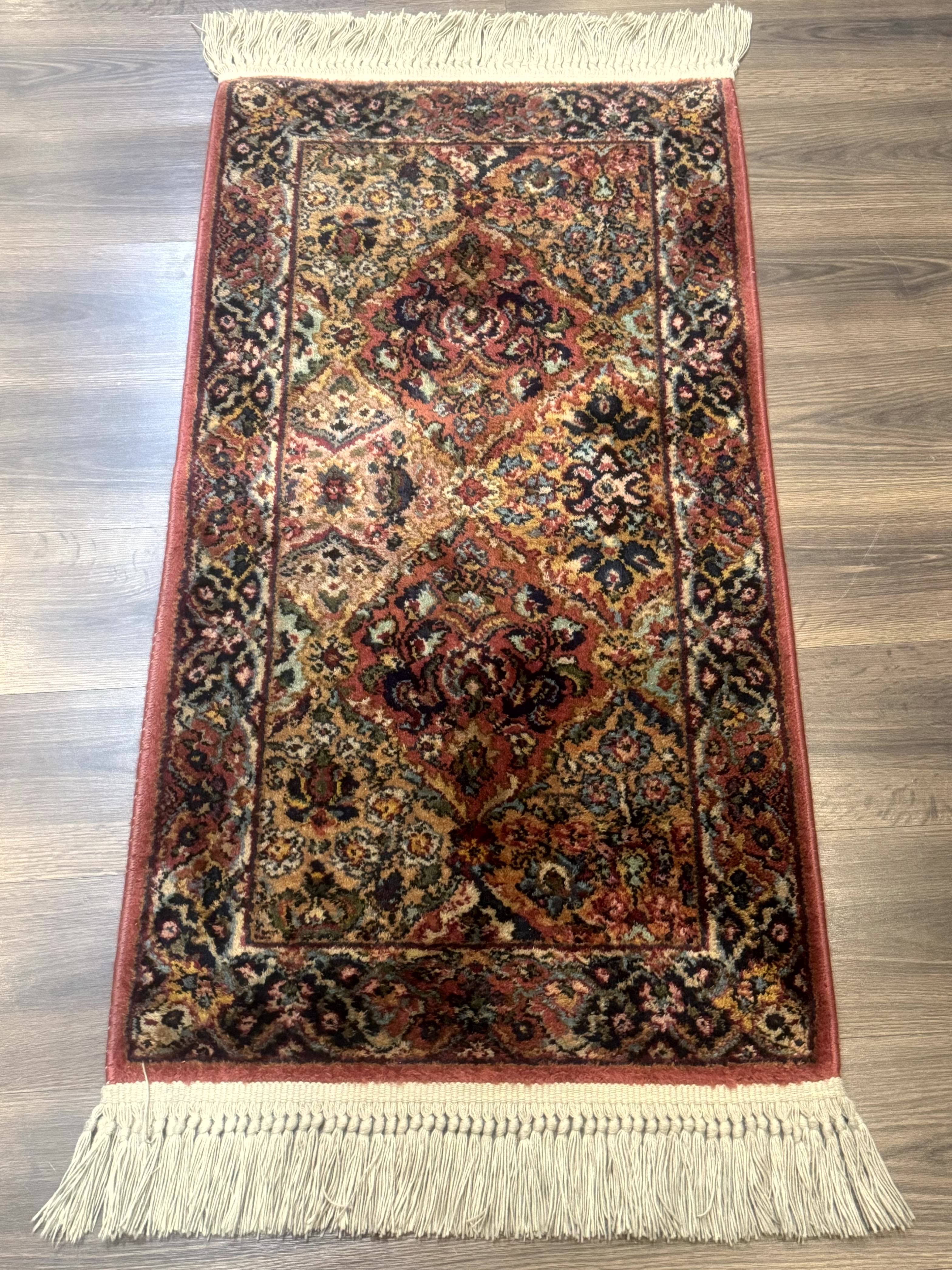 Karastan Rug 2x4 Multicolor Panel Kirman #717, Original 700 Series, Wool Pile Vintage Discontinued - Jewel Rugs
