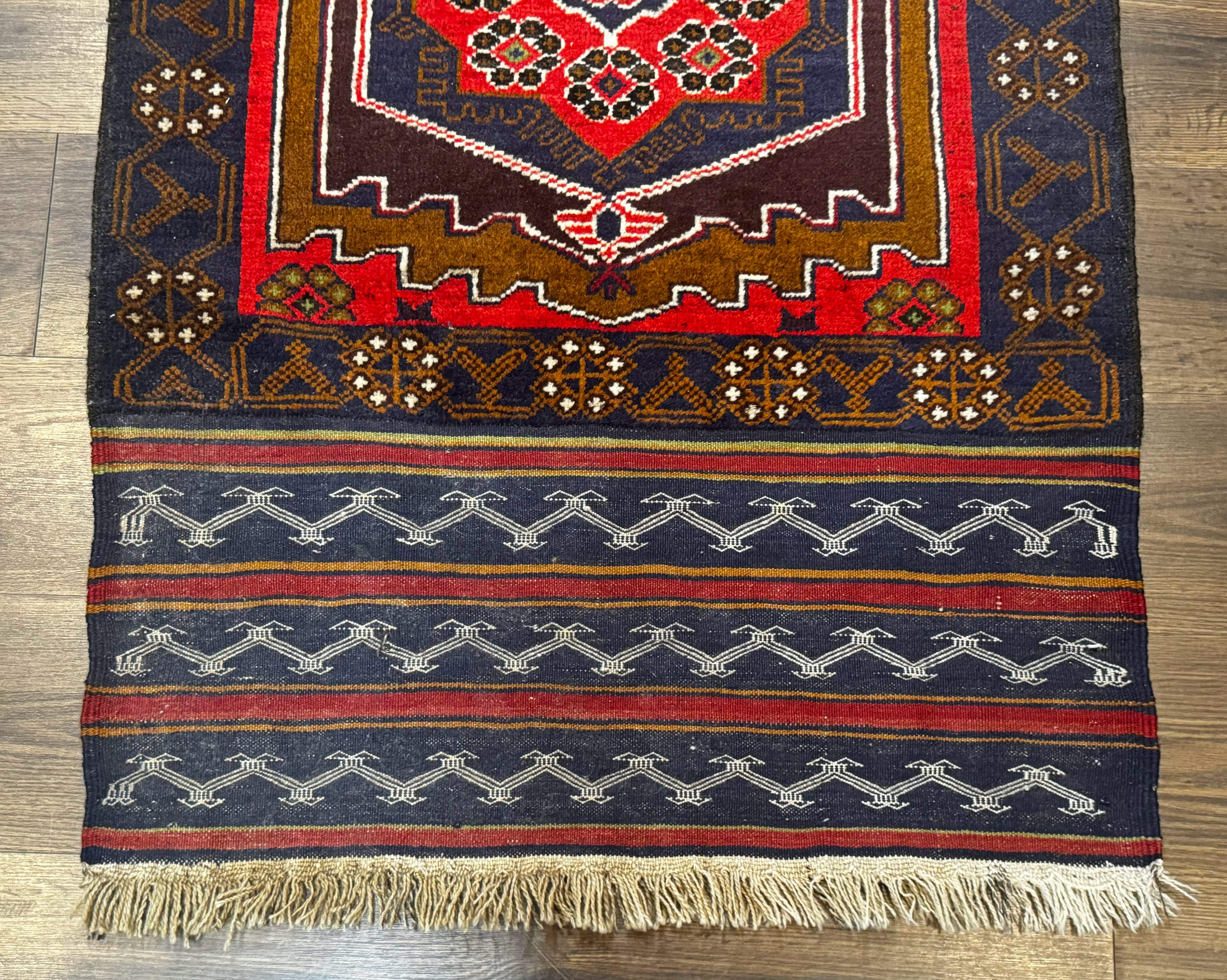 Afghan Rug 3x5, Tribal, Navy Blue, Wool, Handmade, Geometric, Rustic - Jewel Rugs