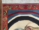 Vintage Small Pictorial Lovers Rug 2.5 x 4, Taj Mahal Indo Persian Rug, Wool Hand-Knotted Indian Rug, King & Queen, Layla and Majnun
