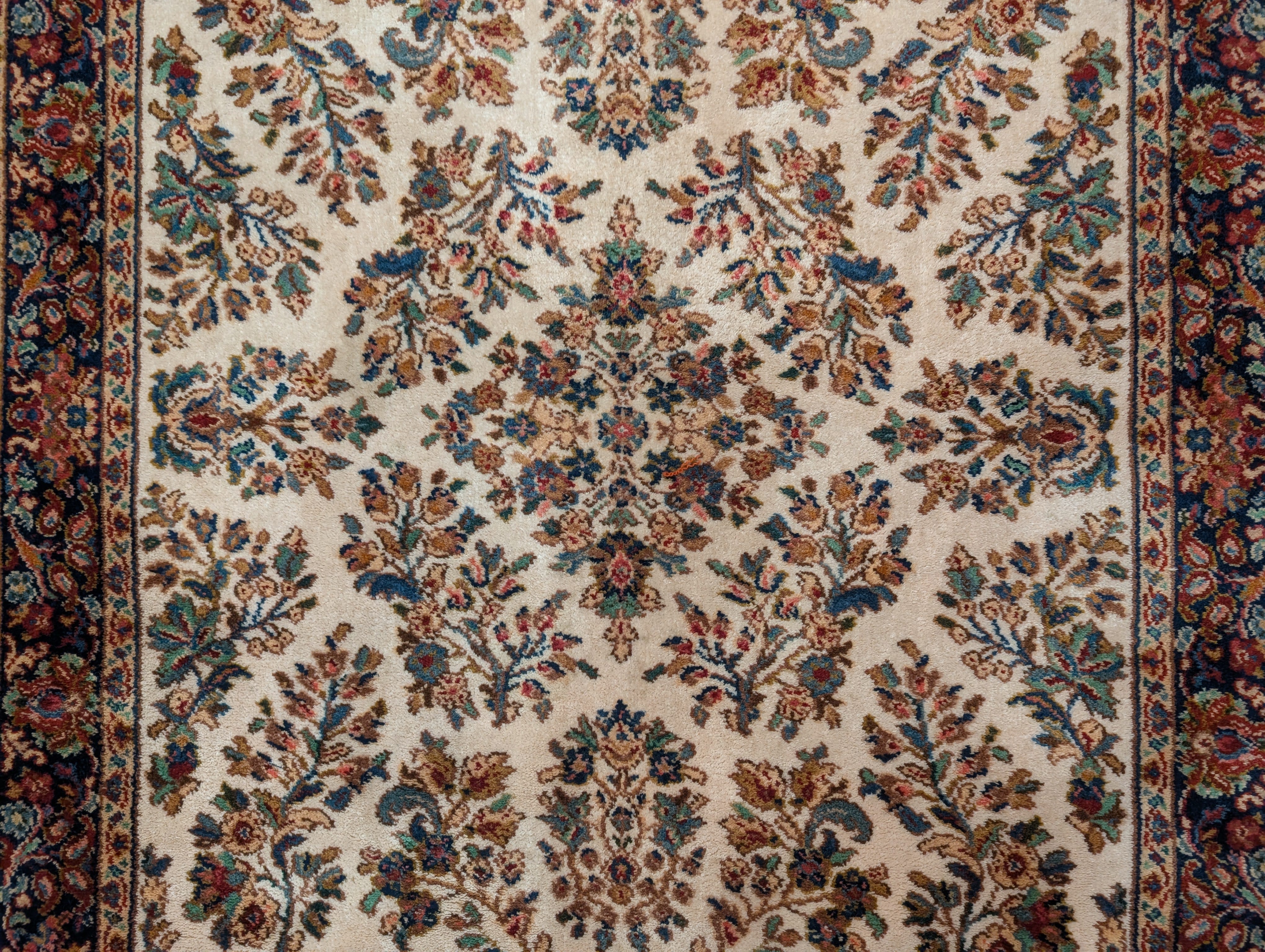 Karastan Rug 4x6 Ivory Sarouk #760, Wool Vintage Original 700 Series - Jewel Rugs