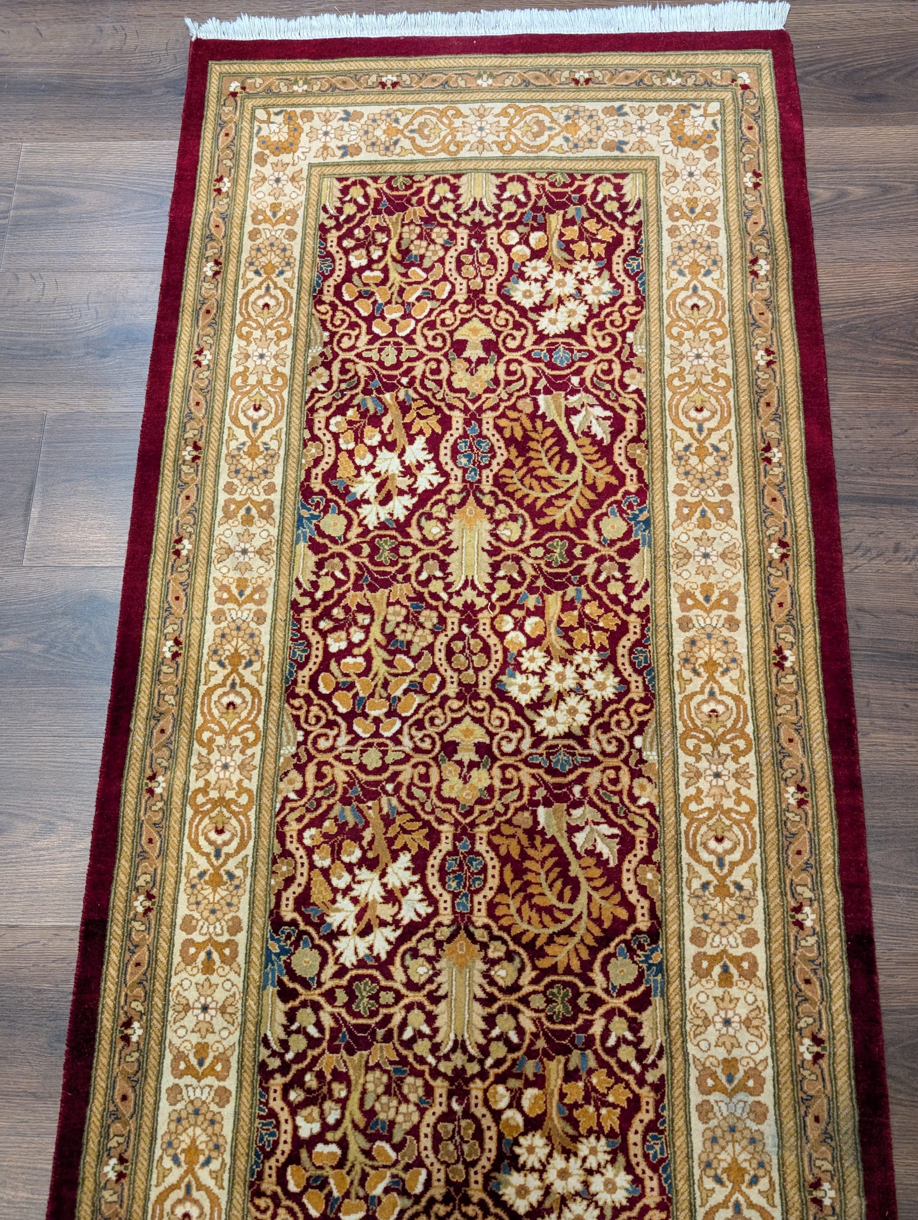 Pak Persian Runner 3 x 9 ft, Allover Pattern Wool Carpet, Dark Red, 225 KPSI - Jewel Rugs