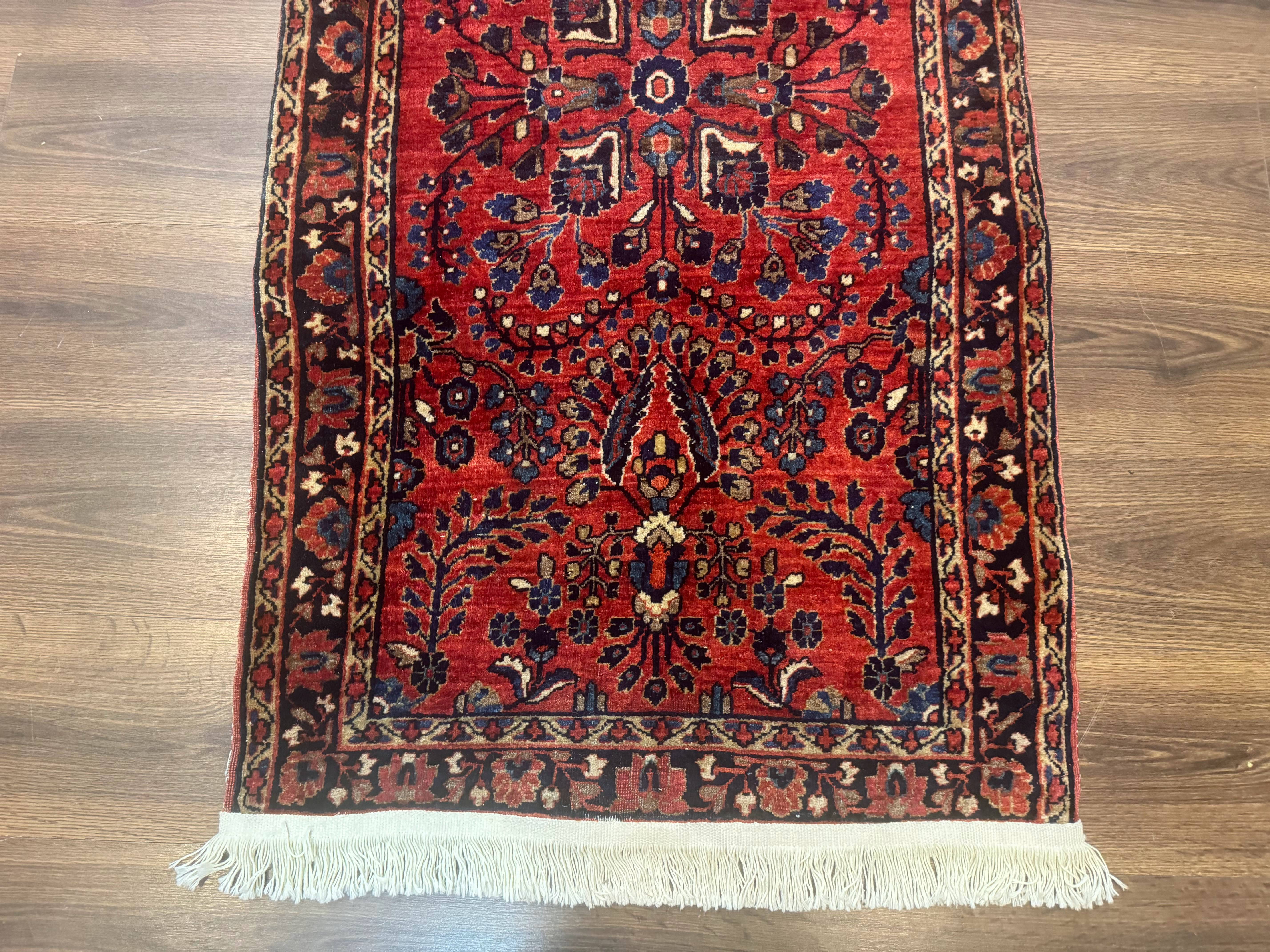 Small Red Persian Sarouk Rug 2.7 x 4.9, Floral, Antique - Jewel Rugs