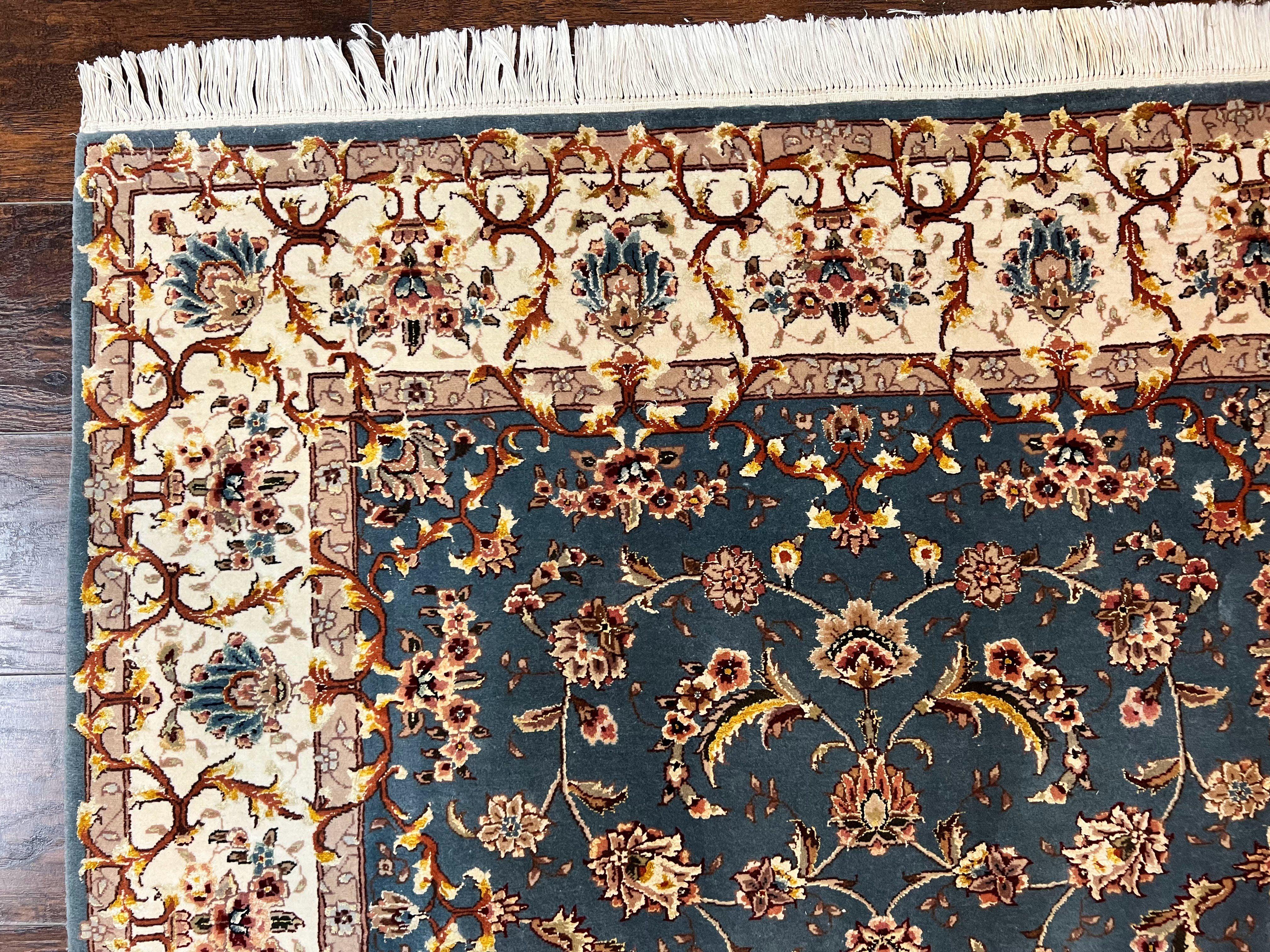 Sino Persian Rug 4x6, Very Fine Oriental Carpet, Handmade Rug 4 x 6, Floral Allover Vintage Traditional Wool & Silk Highlights, 200 KPSI - Jewel Rugs