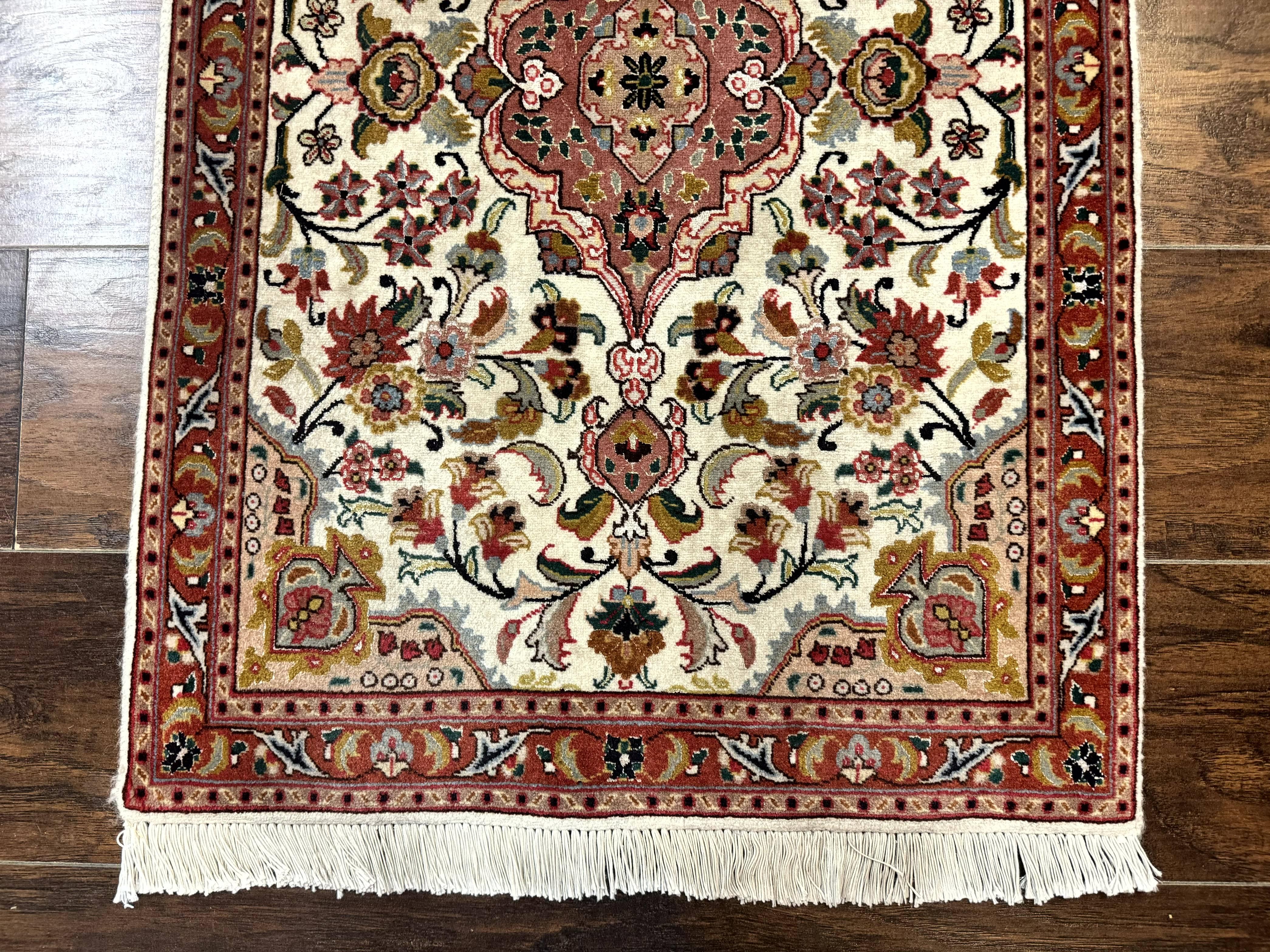 Small Persian Tabriz Rug 2x3, Floral Medallion, Wool and Silk, 340 KPSI - Jewel Rugs