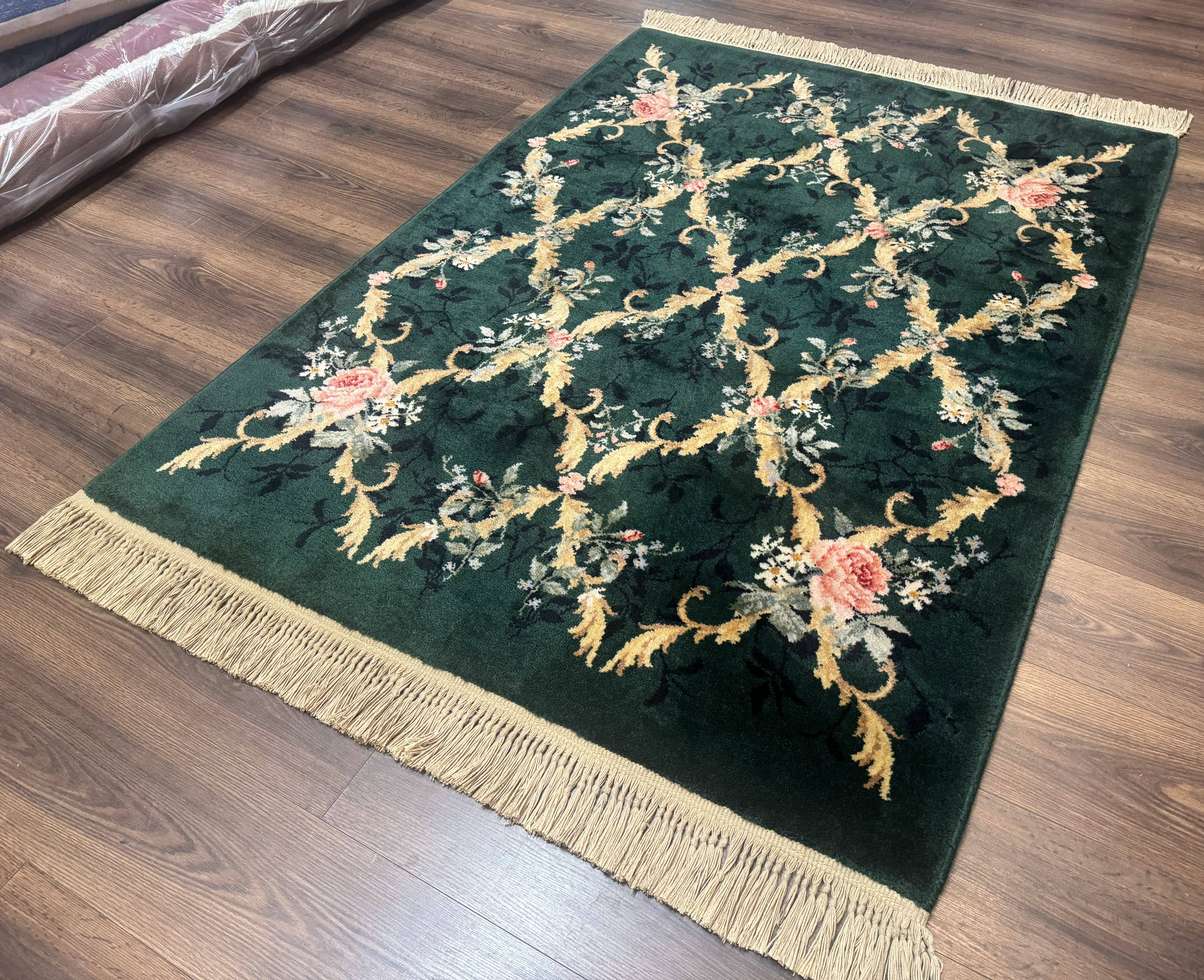 Karastan Garden of Eden Rug 4x6, Green Savonnerie 509/1733, Original Discontinued Vintage Karastan Carpet - Jewel Rugs