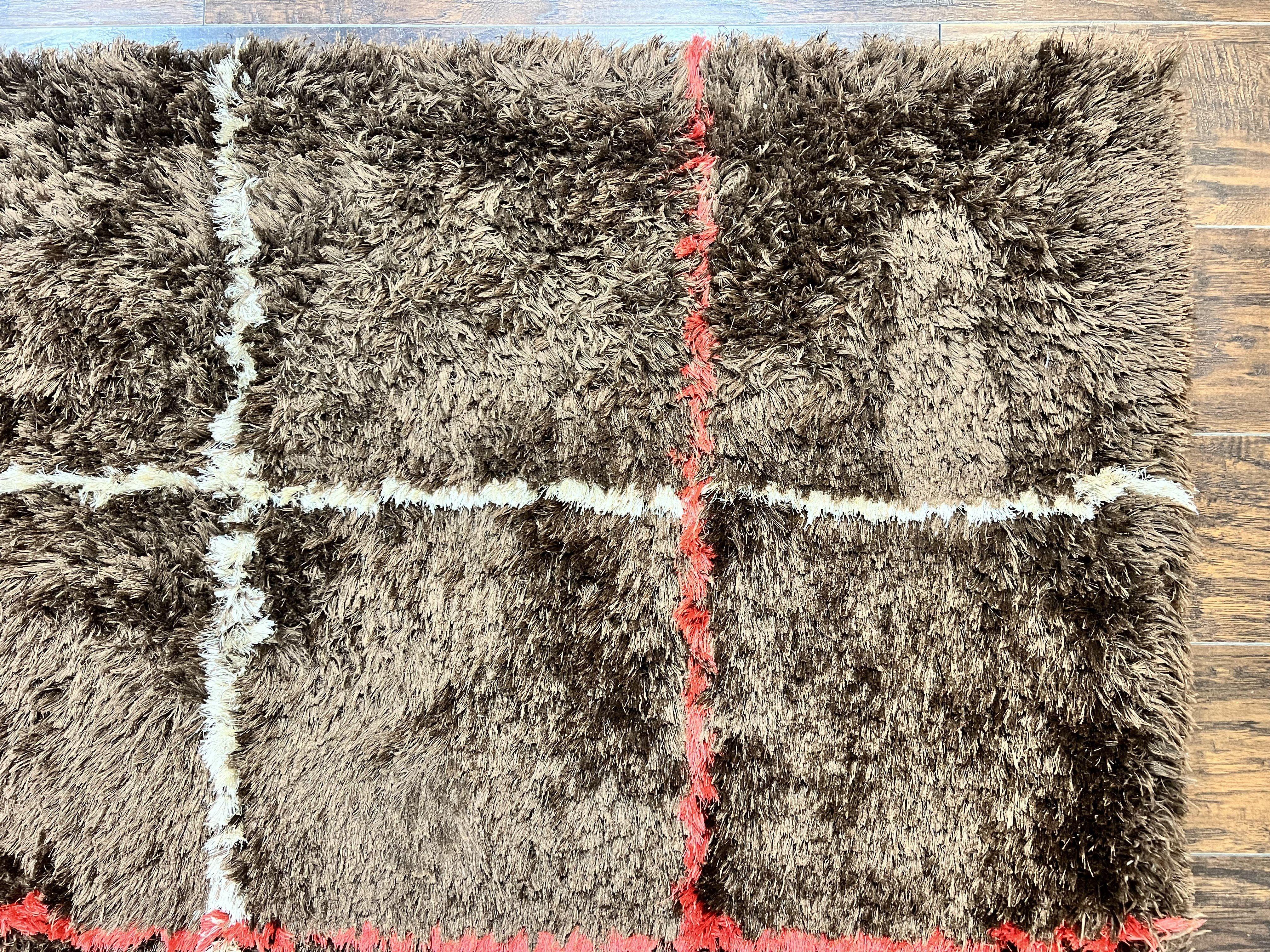 Shag Rug 6x8, Brown, Panel Design - Jewel Rugs