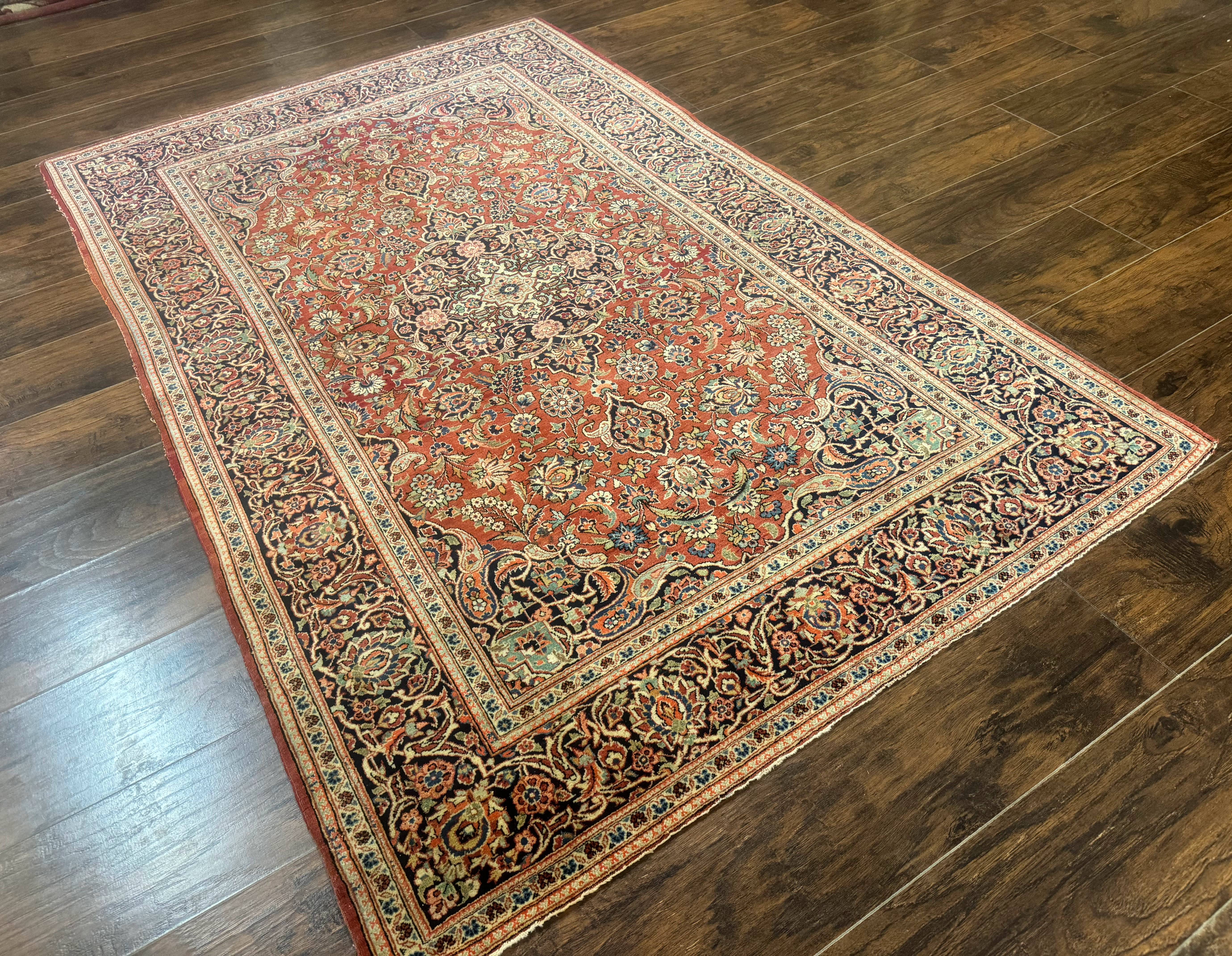 Persian Kashan Rug 4x7, Red, Floral Medallion, Vintage, Wool - Jewel Rugs
