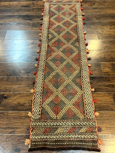 Tribal Runner Rug 2x8, Pakistani Turkoman Runner, Wool Handmade Vintage Rug