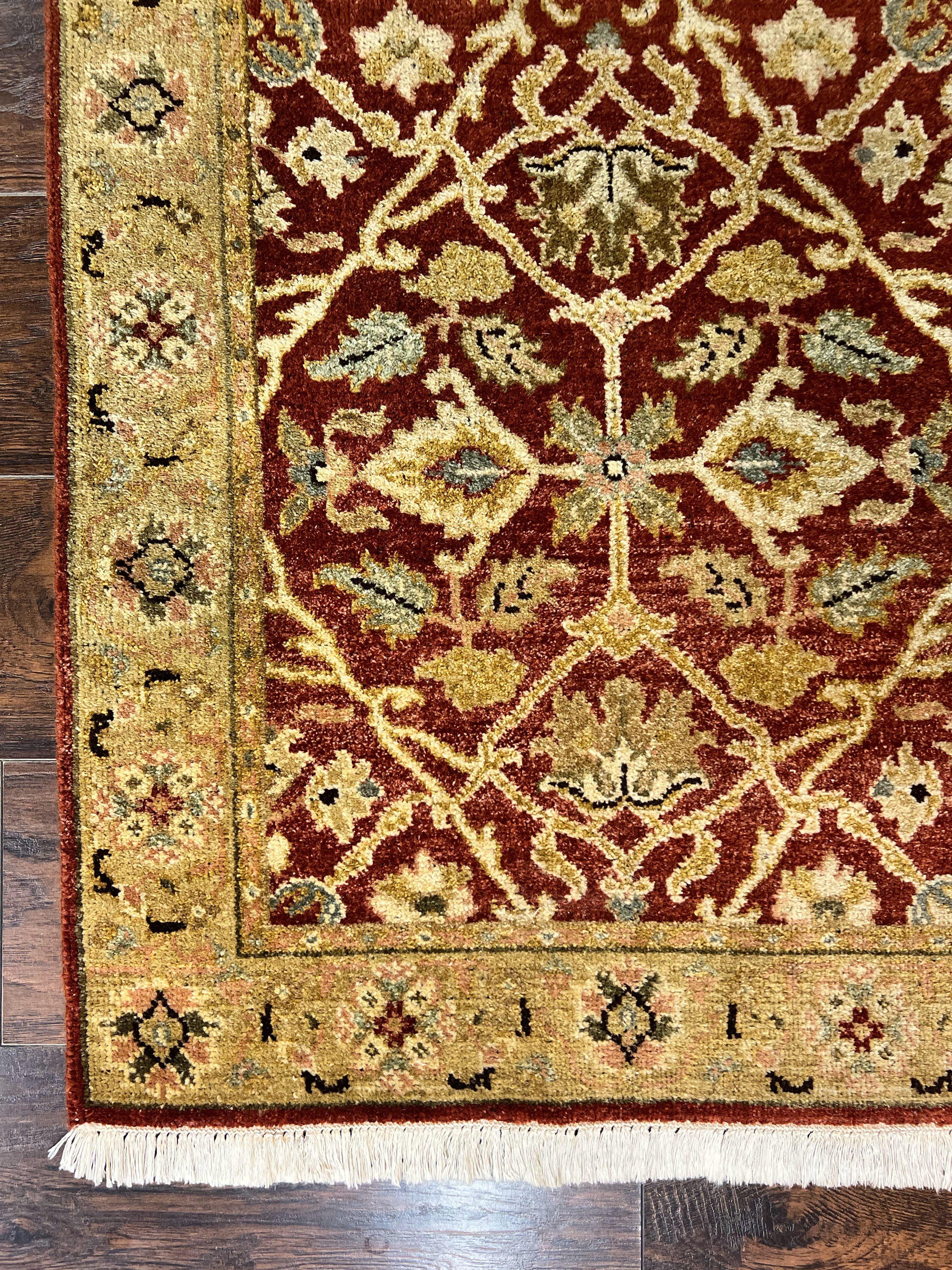 Pakistani Chobi Runner Rug 2.6 x 8, Pak Persian Oriental Rug for Hallway, Maroon Tan-Gold, Handmade Wool 8ft Runner for Hallway, Vintage Rug - Jewel Rugs